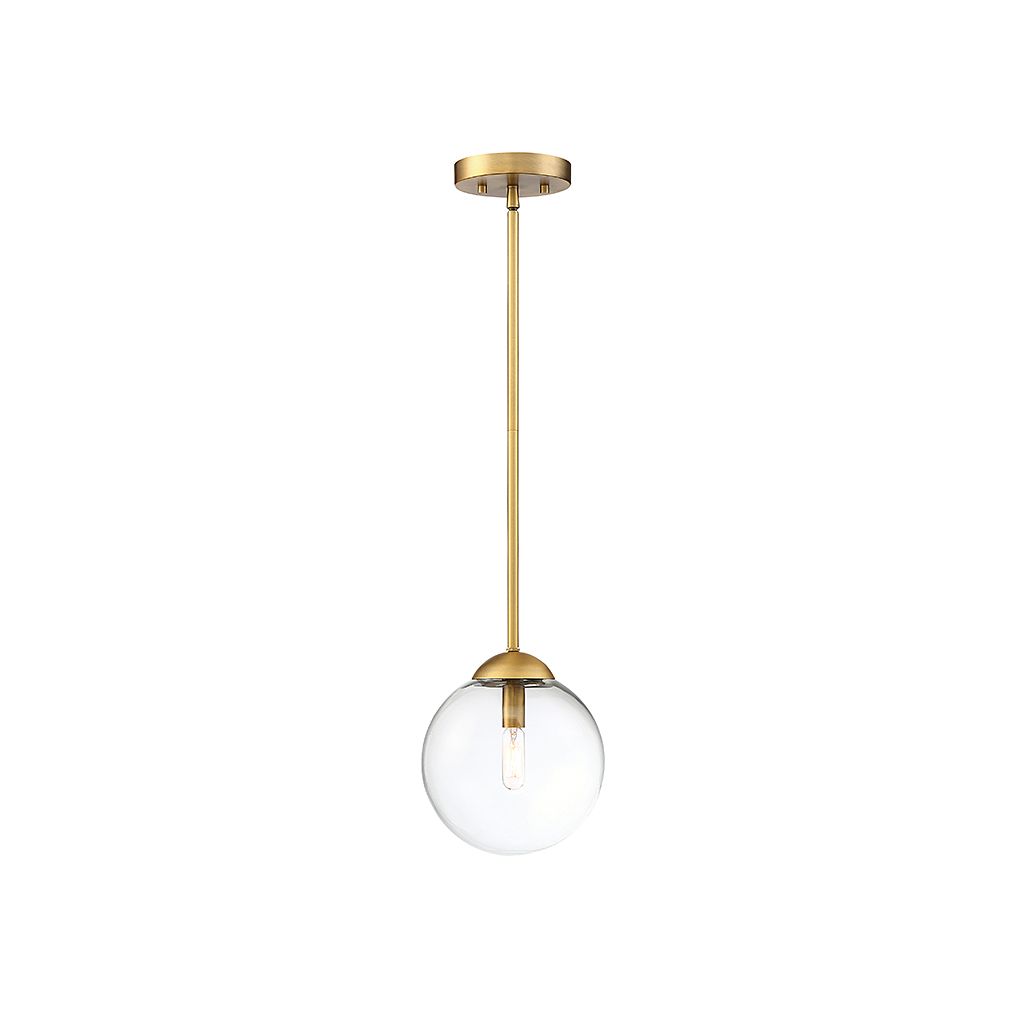 Meridian M70067NB One Light Pendant in Natural Brass