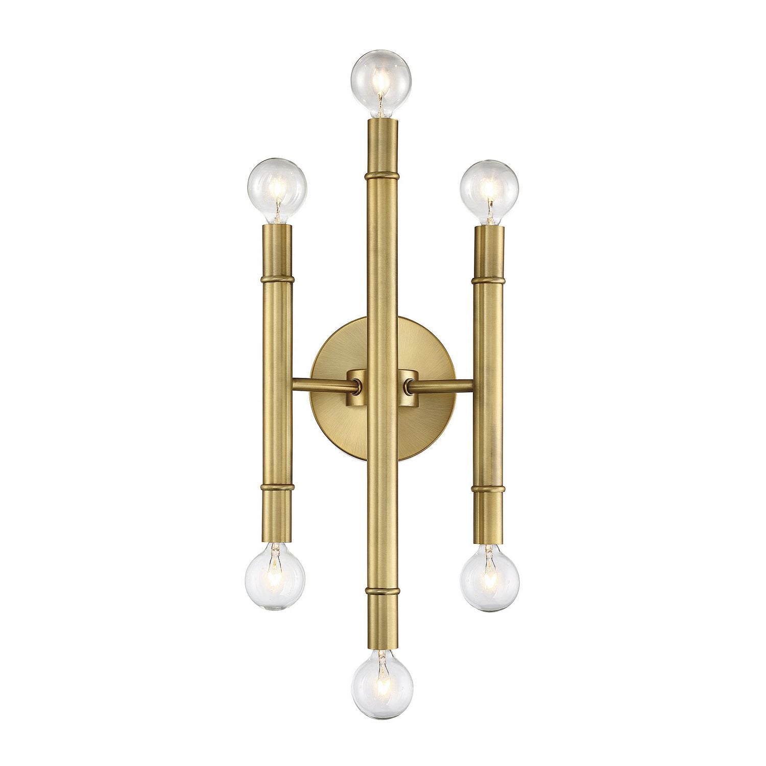 Meridian M90018NB Six Light Wall Sconce in Natural Brass