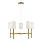 Meridian M10067NB Five Light Chandelier in Natural Brass