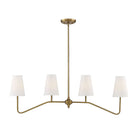 Meridian M10078NB Four Light Chandelier in Natural Brass