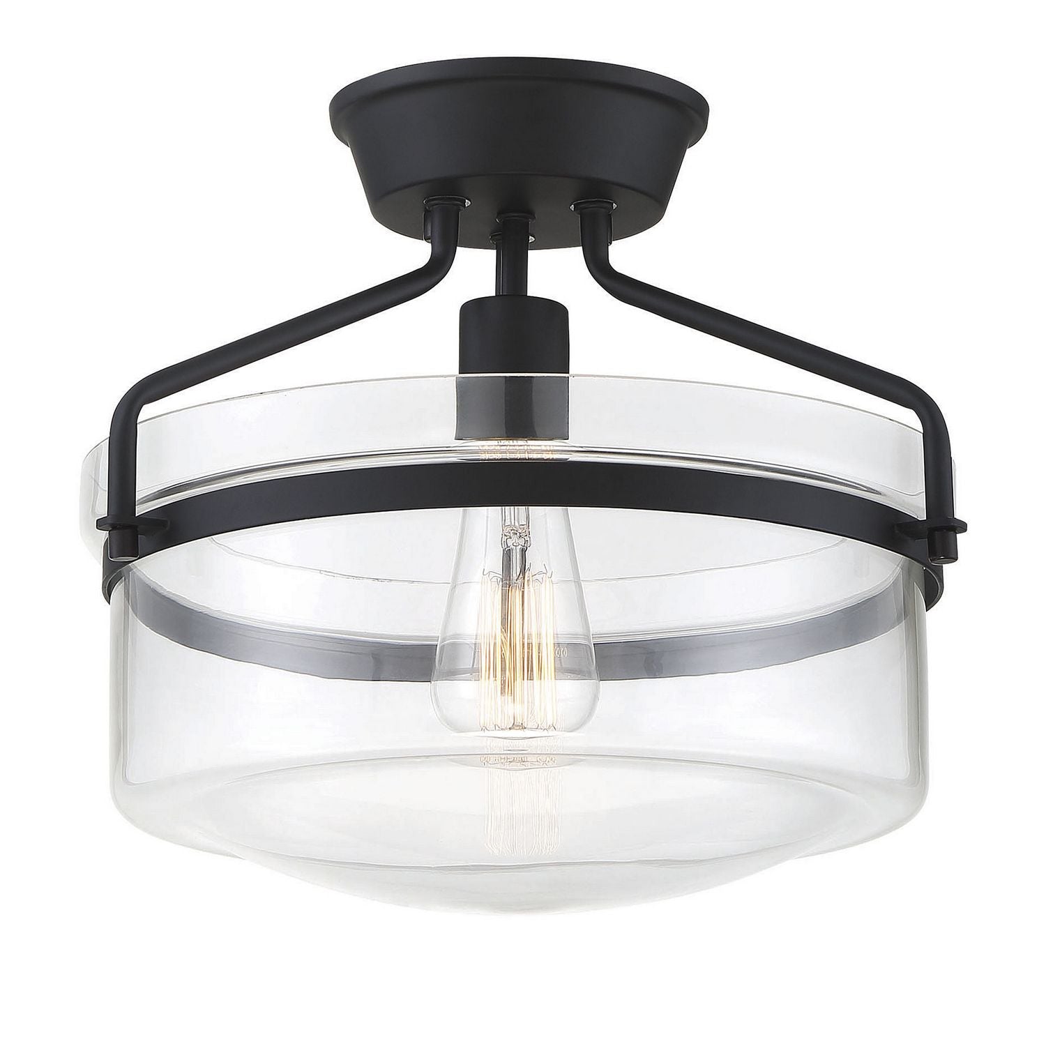 Meridian M60011MBK One Light Semi-Flush Mount in Matte Black