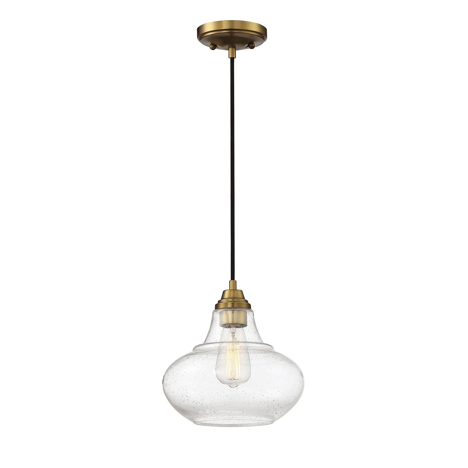 Meridian M70080NB One Light Mini Pendant in Natural Brass