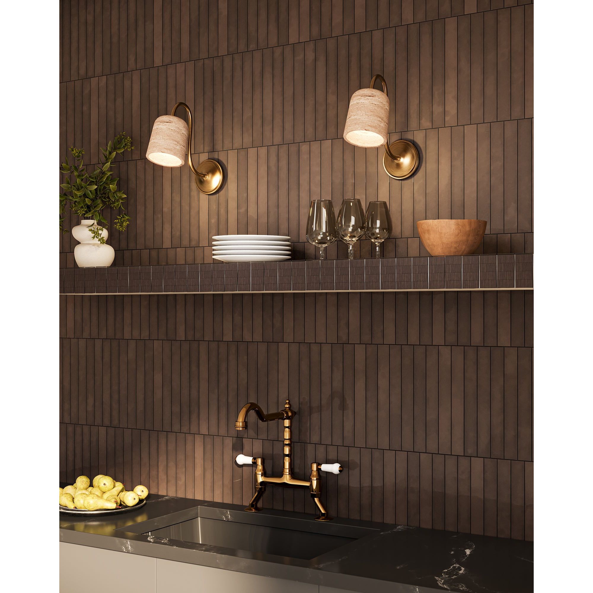 Alora Canada - WV592105MBTRV - One Light Bathroom Vanity - Bromley - Matte Black/Travertine