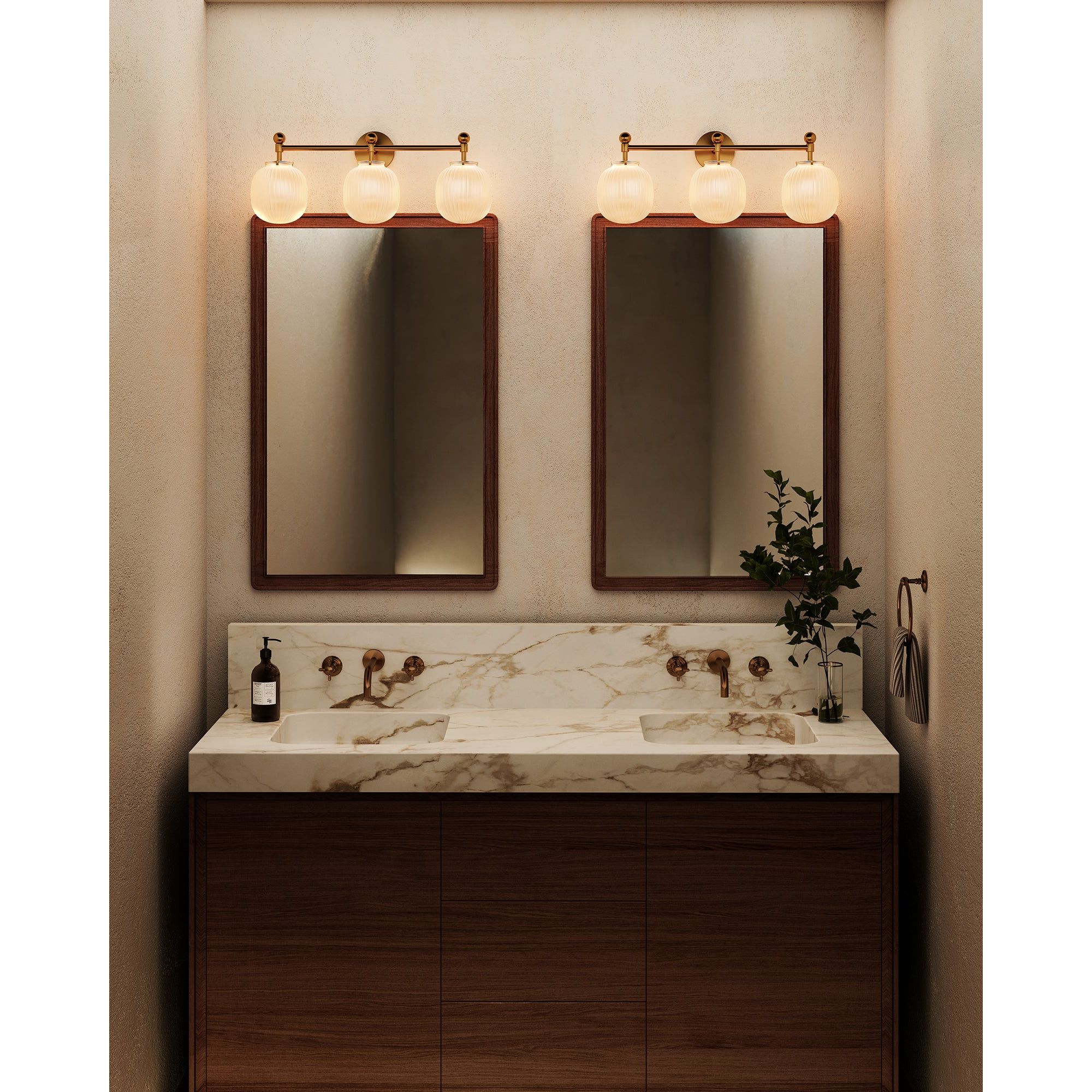 Alora Canada - VL579328BGGR - Three Light Bathroom Vanity - Cherise - Brushed Gold/Glossy Ribbed Opal Glass