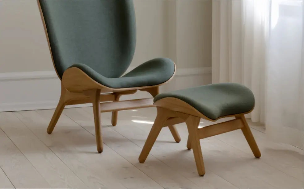 Scandinavian lounge chair with ottoman