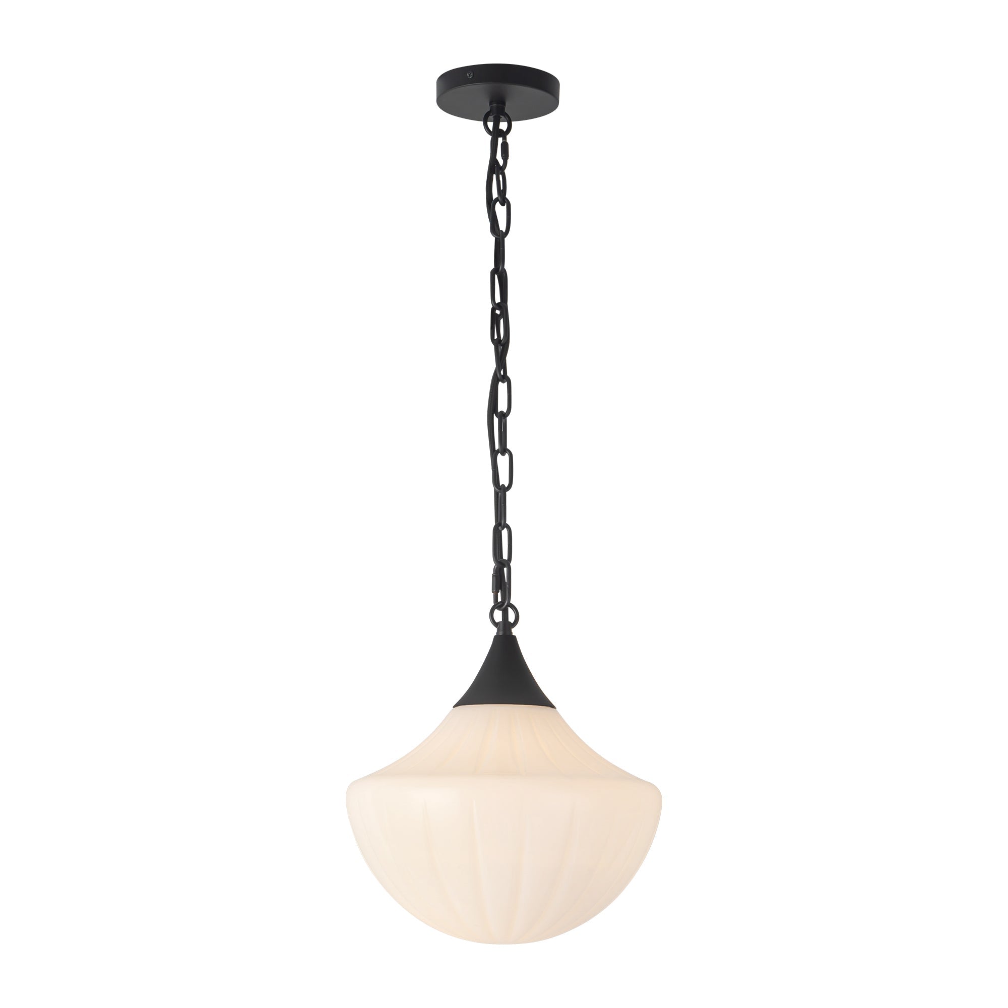 Alora Canada - PD651012BGGR - One Light Pendant - Farrah - Brushed Gold/Glossy Ribbed Opal Glass