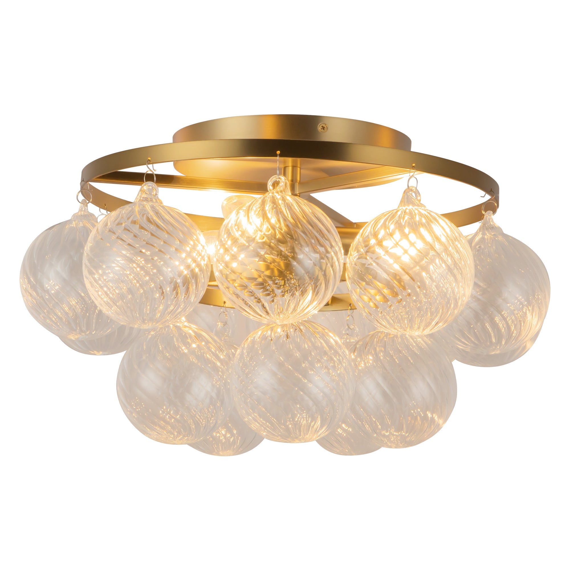 Alora Canada - SF654318BGRC - Three Light Semi-Flush Mount - Faye - Brushed Gold/Clear Ribbed Glass