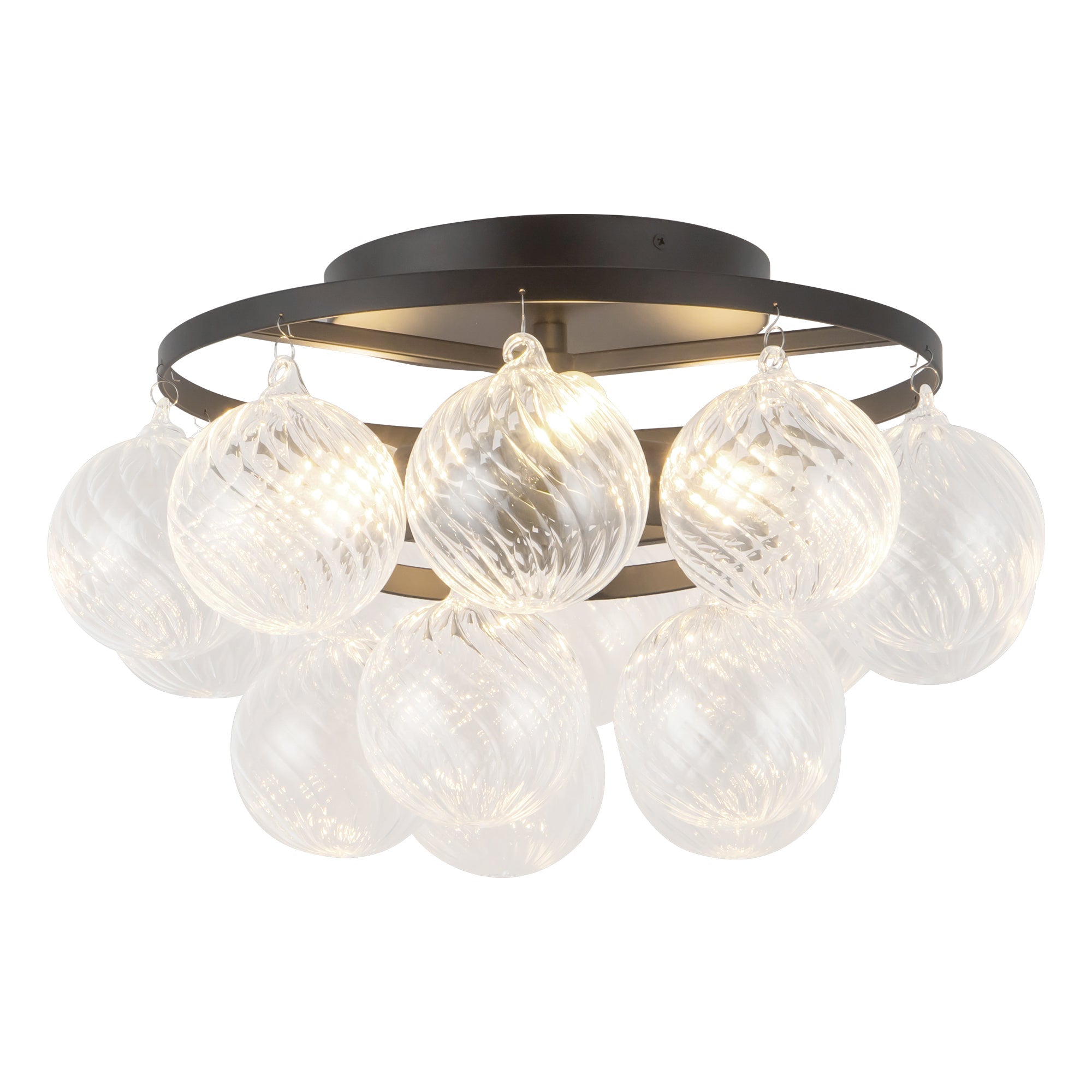 Alora Canada - SF654318MBRC - Three Light Semi-Flush Mount - Faye - Matte Black/Clear Ribbed Glass
