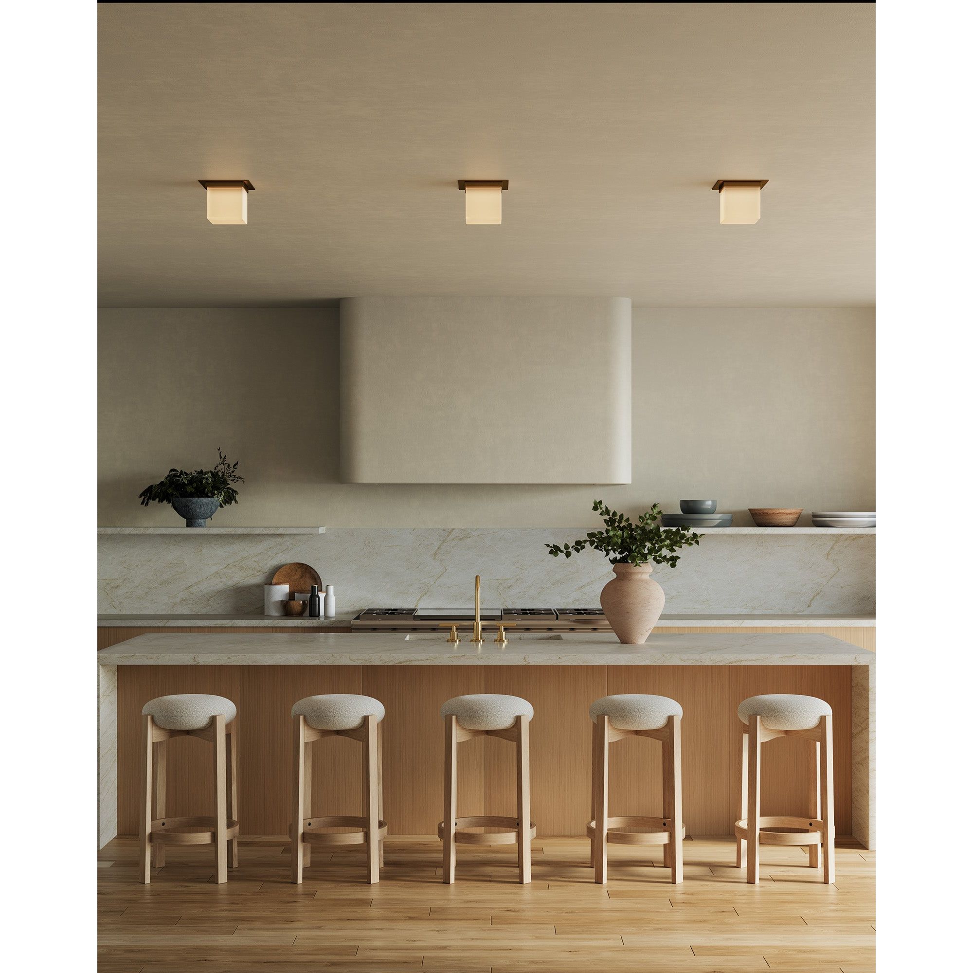 Alora Canada - FM356118PTBOP - One Light Flush Mount - Mineral - Patina Brass/Opal Glass