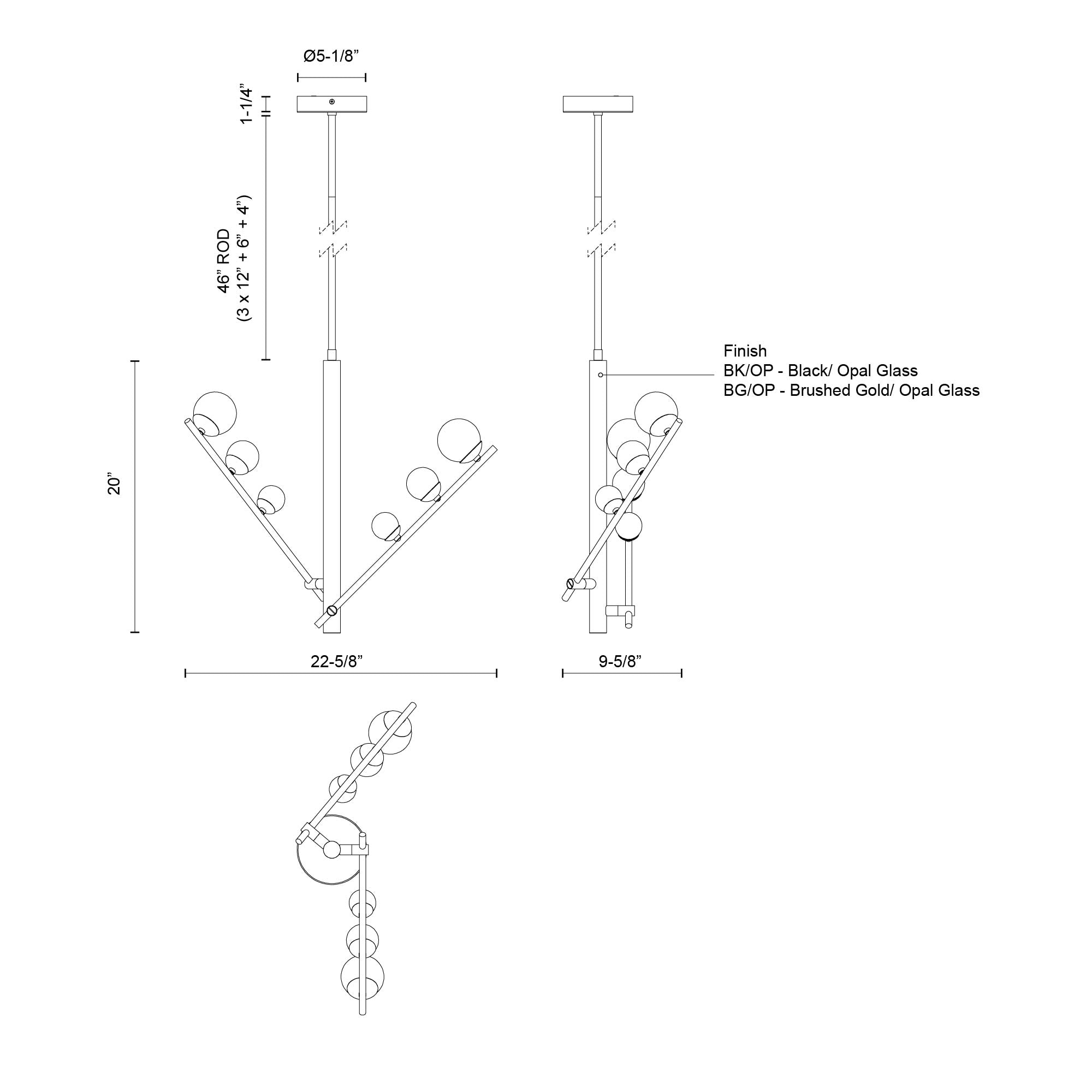 Kuzco Lighting PD55520-DRAWING Cypress Pendant
