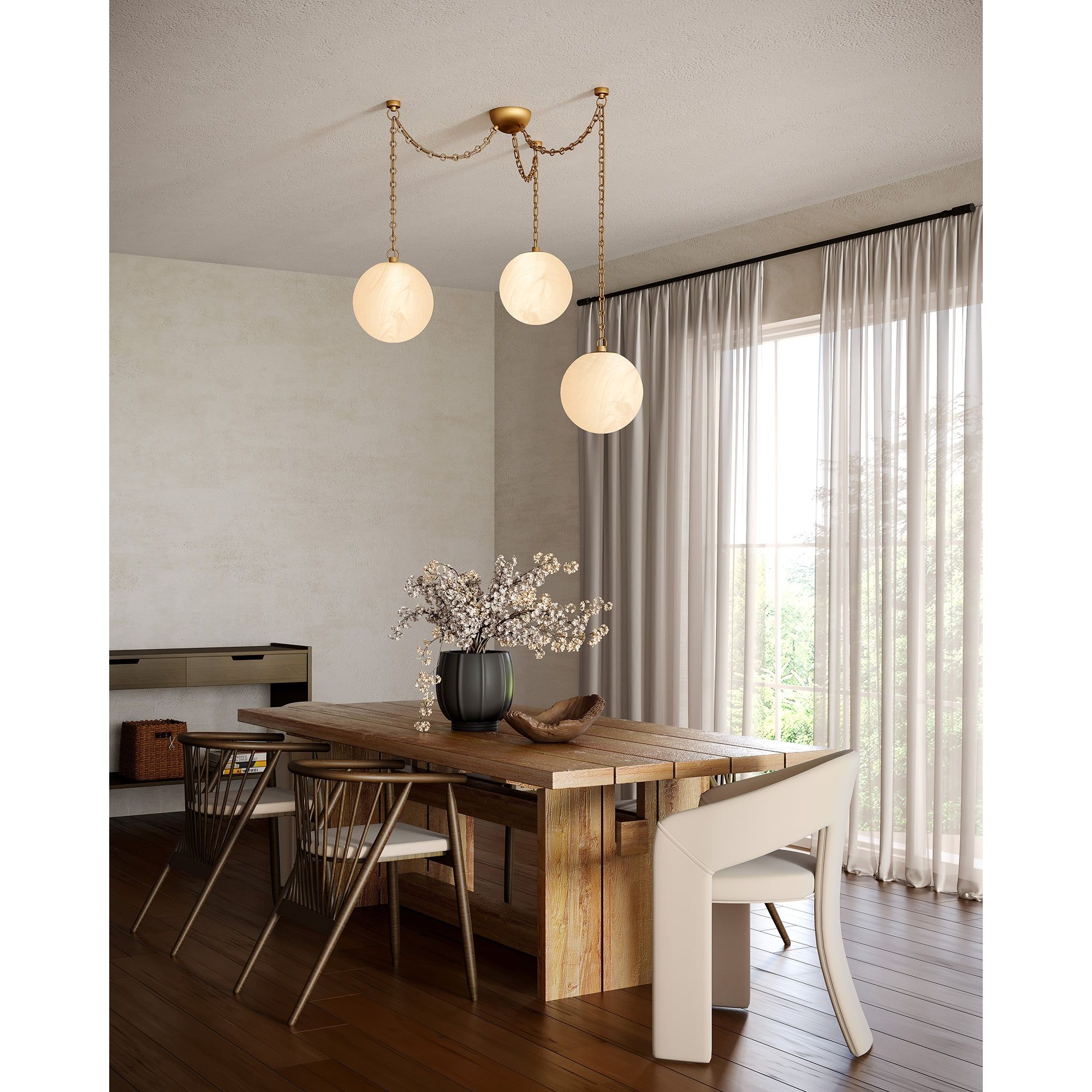 Alora Canada - CH363103VBCDG - LED Chandelier - Petra - Vintage Brass/Cloud Glass