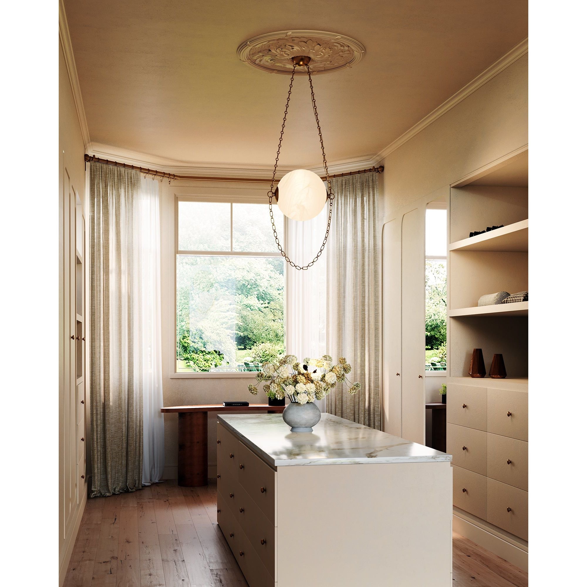 Alora Canada - PD372010VBCDG - LED Pendant - Petra - Vintage Brass/Cloud Glass