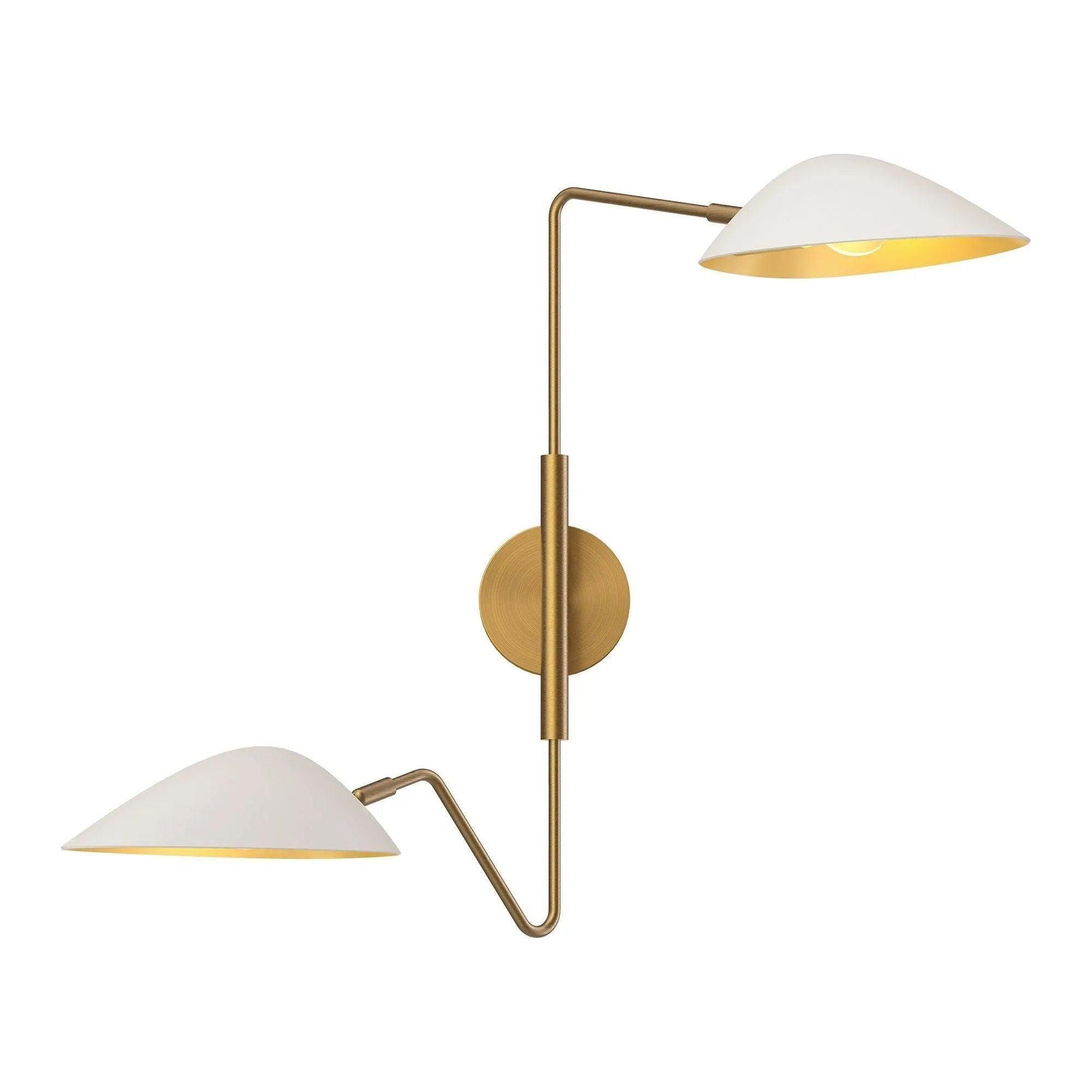Alora Lighting - Oscar Double Wall-Swing Sconce - WV550224WHAG - Canada Light Shop