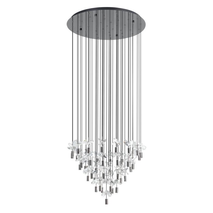 Thesis Lighting 390493A Comareira Crystal Globe Cluster Pendant in Black Chrome