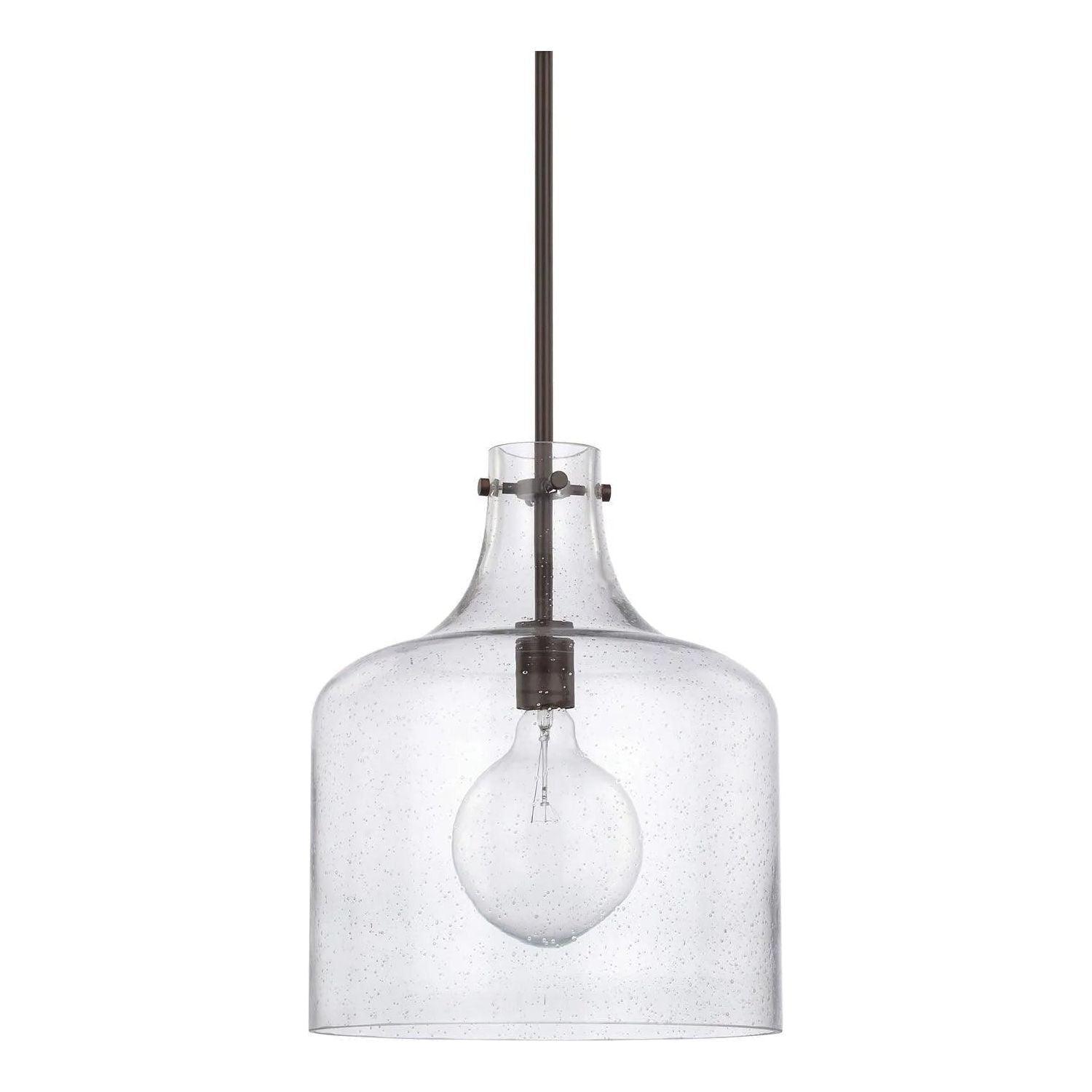 Capital Lighting Fixture Company - Crawford Seeded Glass Pendant - 325712BZ - Canada Light Shop