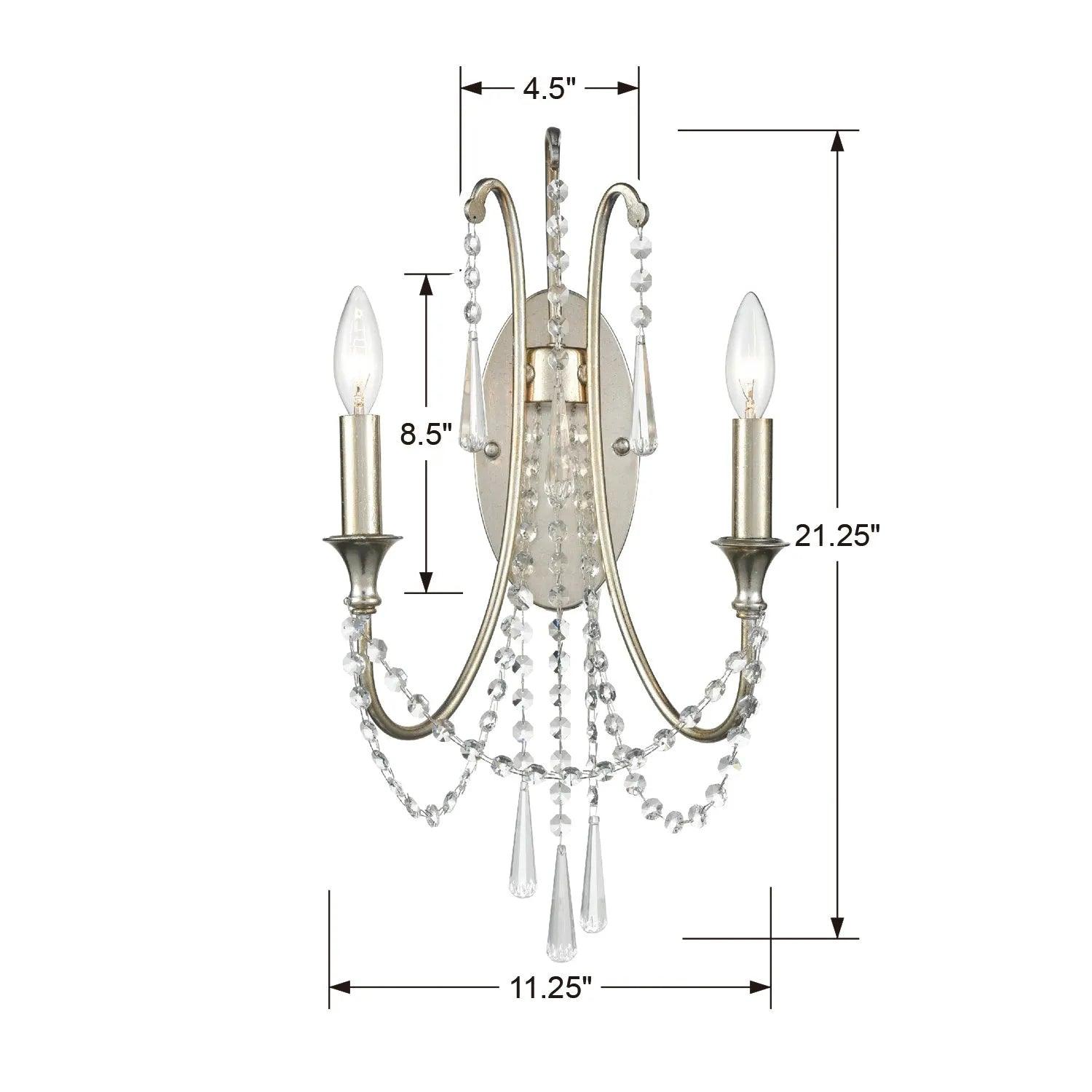 Crystorama - Arcadia Two Light Wall Mount - ARC-1902-GA-CL-MWP - Canada Light Shop