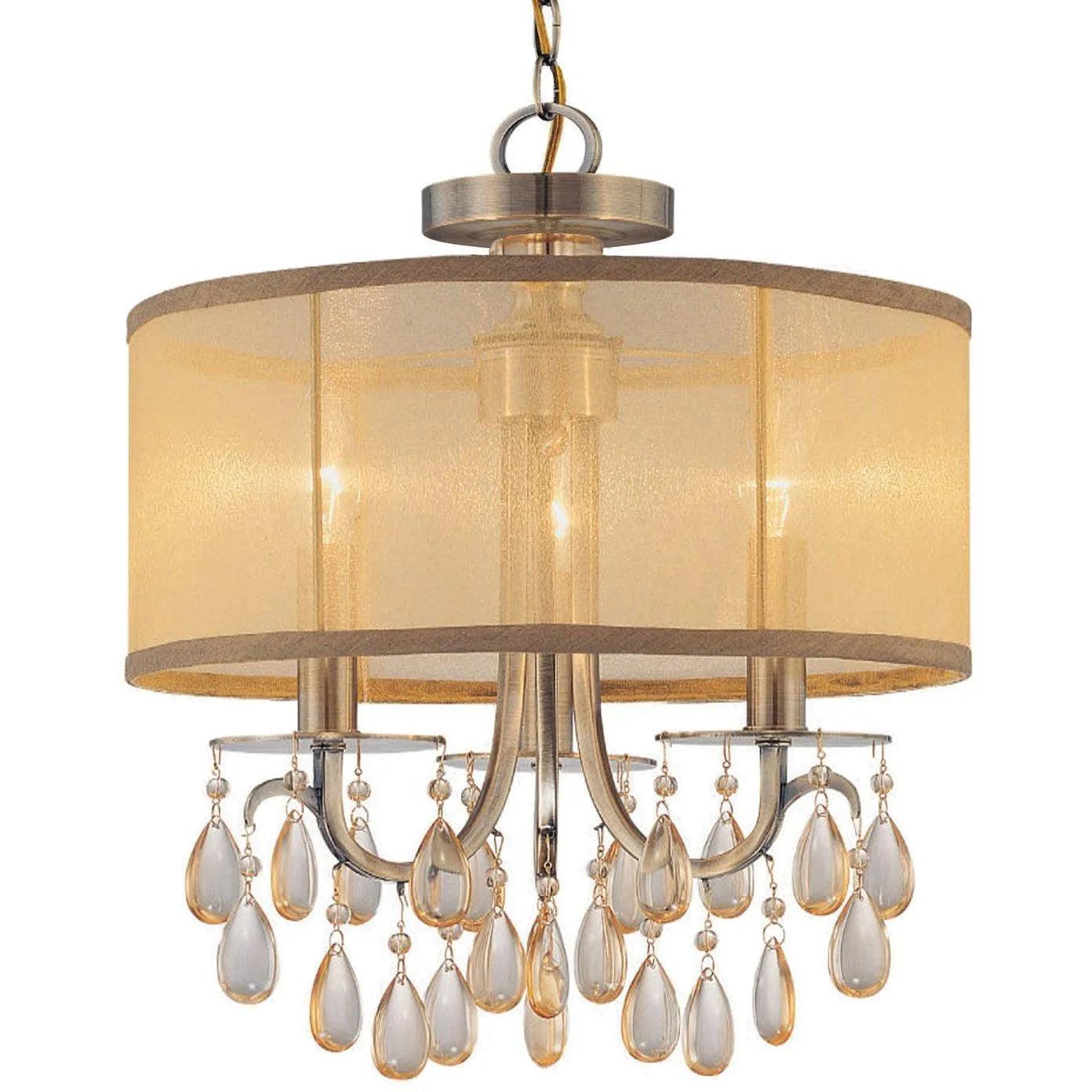 Crystorama - Hampton Three Light Mini Chandelier - 5623-AB - Canada Light Shop