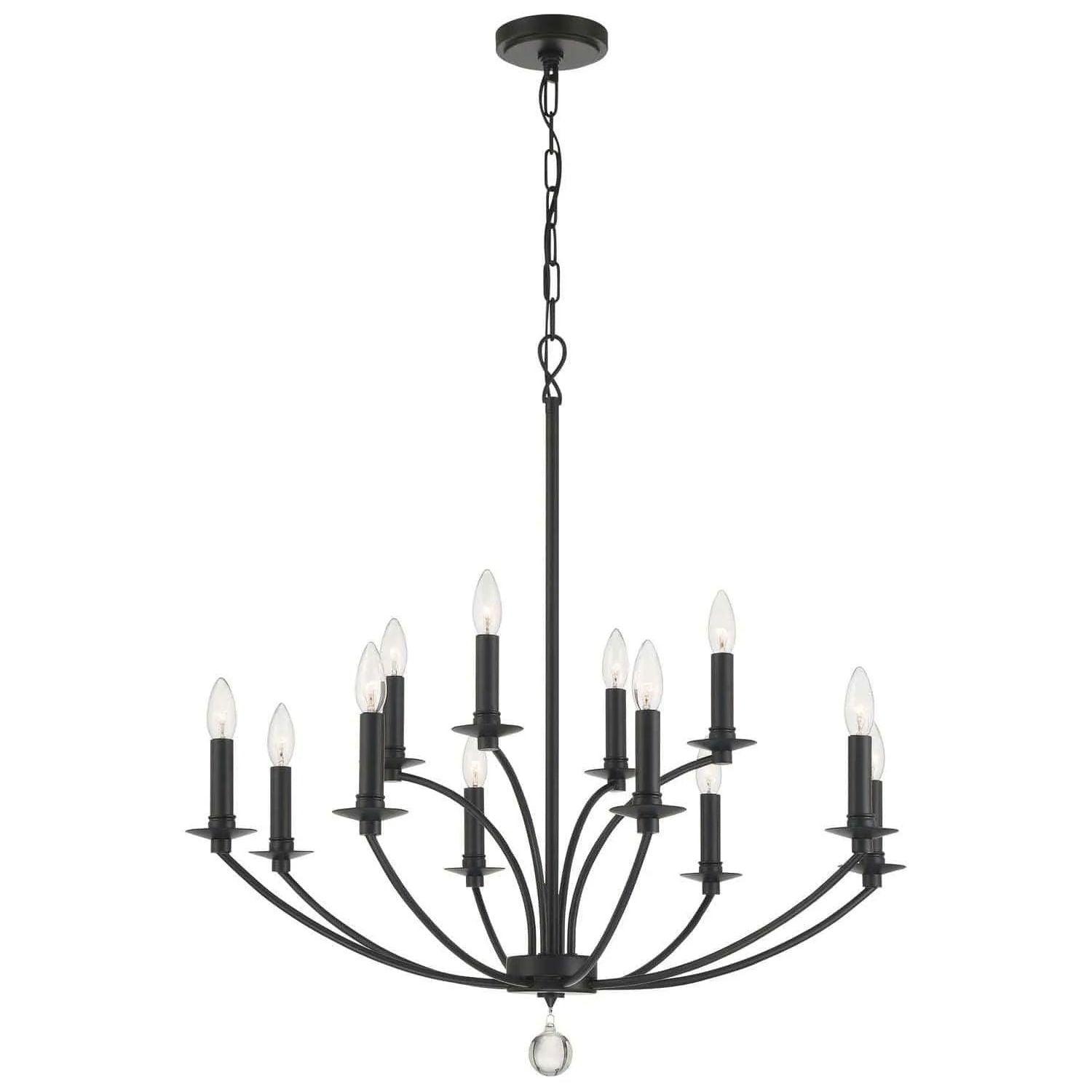 Crystorama - Mila Chandelier - MIL-8012-BK - Canada Light Shop
