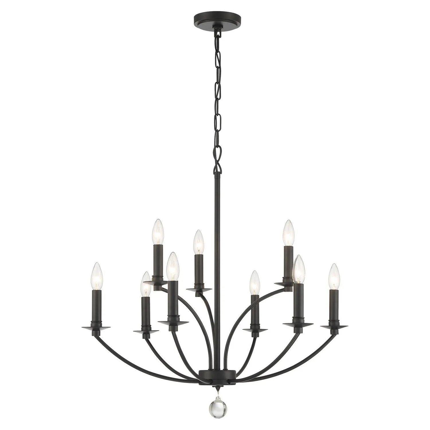Crystorama - Mila Chandelier - MIL-8012-BK - Canada Light Shop