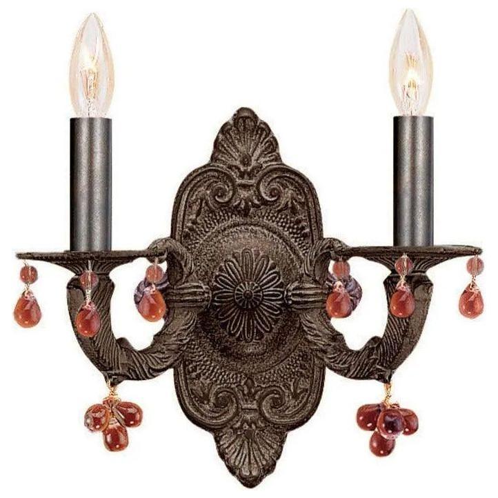 Crystorama - Paris Market Two Light Wall Mount - 5200-VB-AMBER - Canada Light Shop