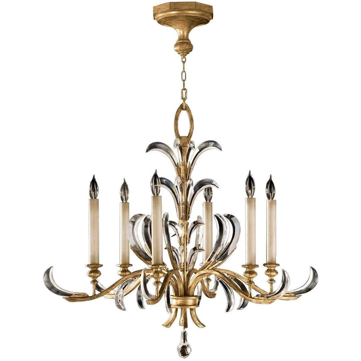 Fine Art Handcrafted Lighting - Beveled Arcs 37-Inch Six Light Chandelier - 762640ST - Canada Light Shop