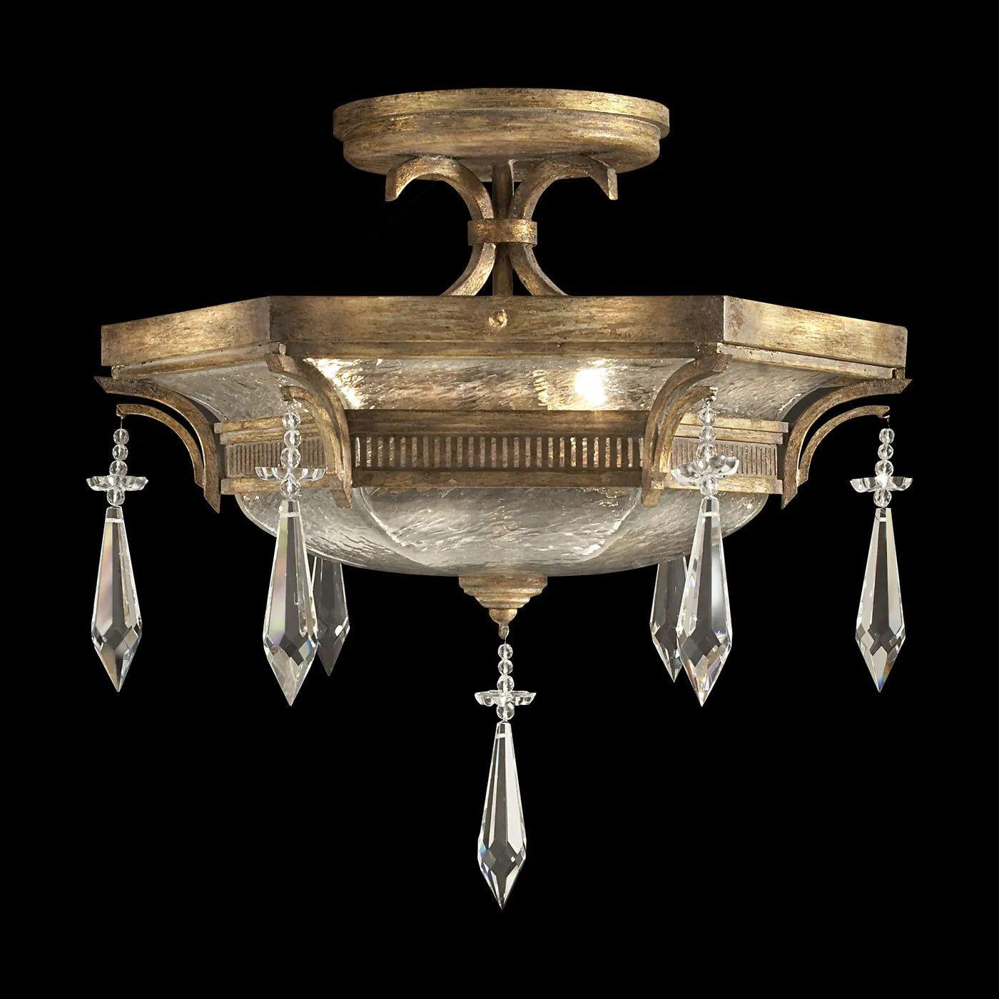 Fine Art Handcrafted Lighting - Monte Carlo 21-Inch Three Light Semi-Flush Mount - 569840ST - Canada Light Shop
