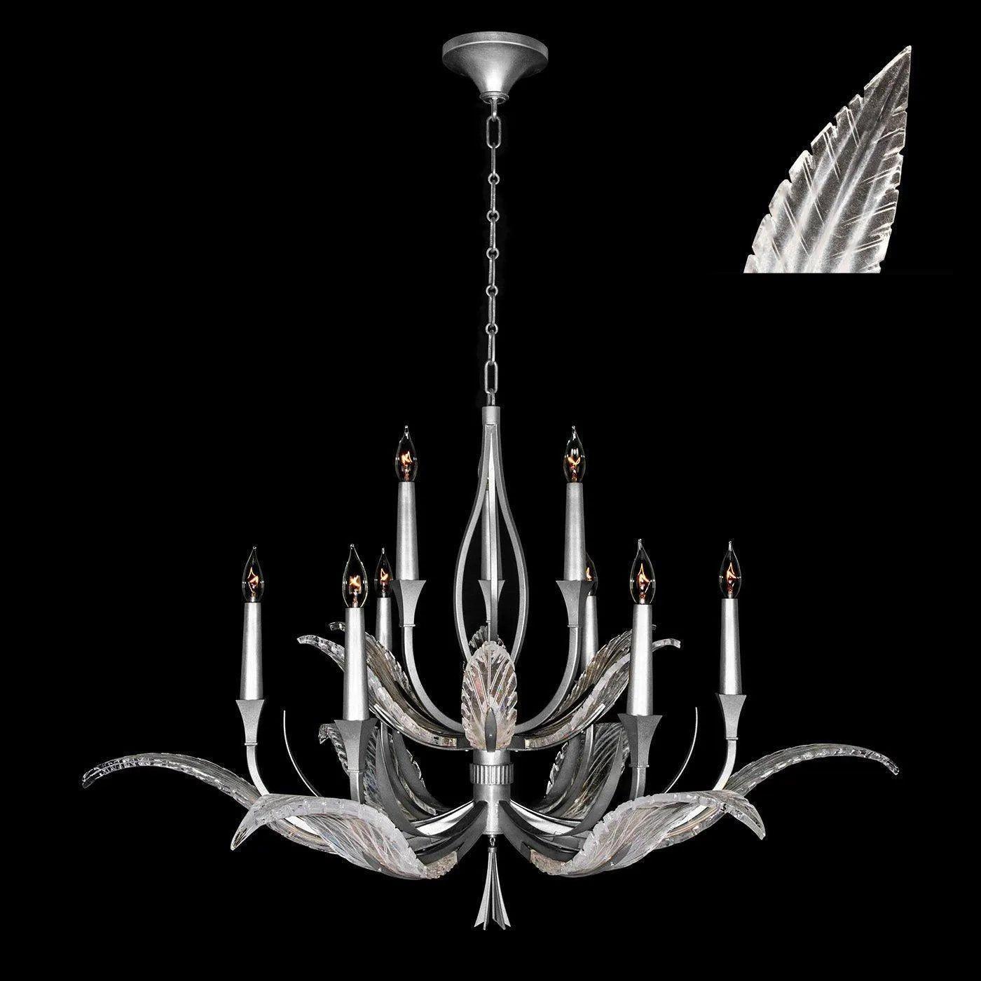 Fine Art Handcrafted Lighting - Plume 45-Inch Nine Light Chandelier - 893640-11ST - Canada Light Shop