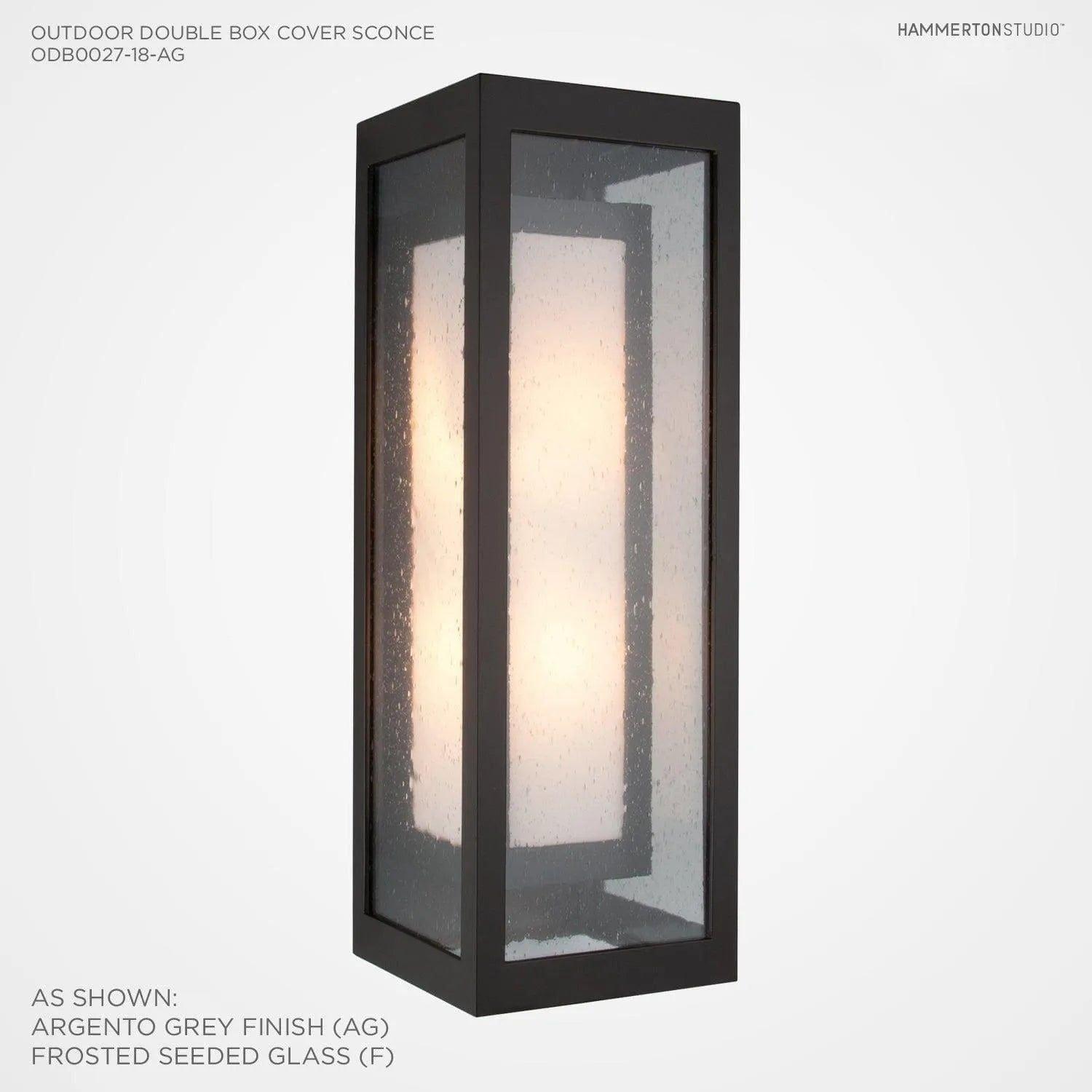 Hammerton Studio - Outdoor Double Box Cover Sconce with Glass - ODB0027-18-AG-F-L2 - Canada Light Shop