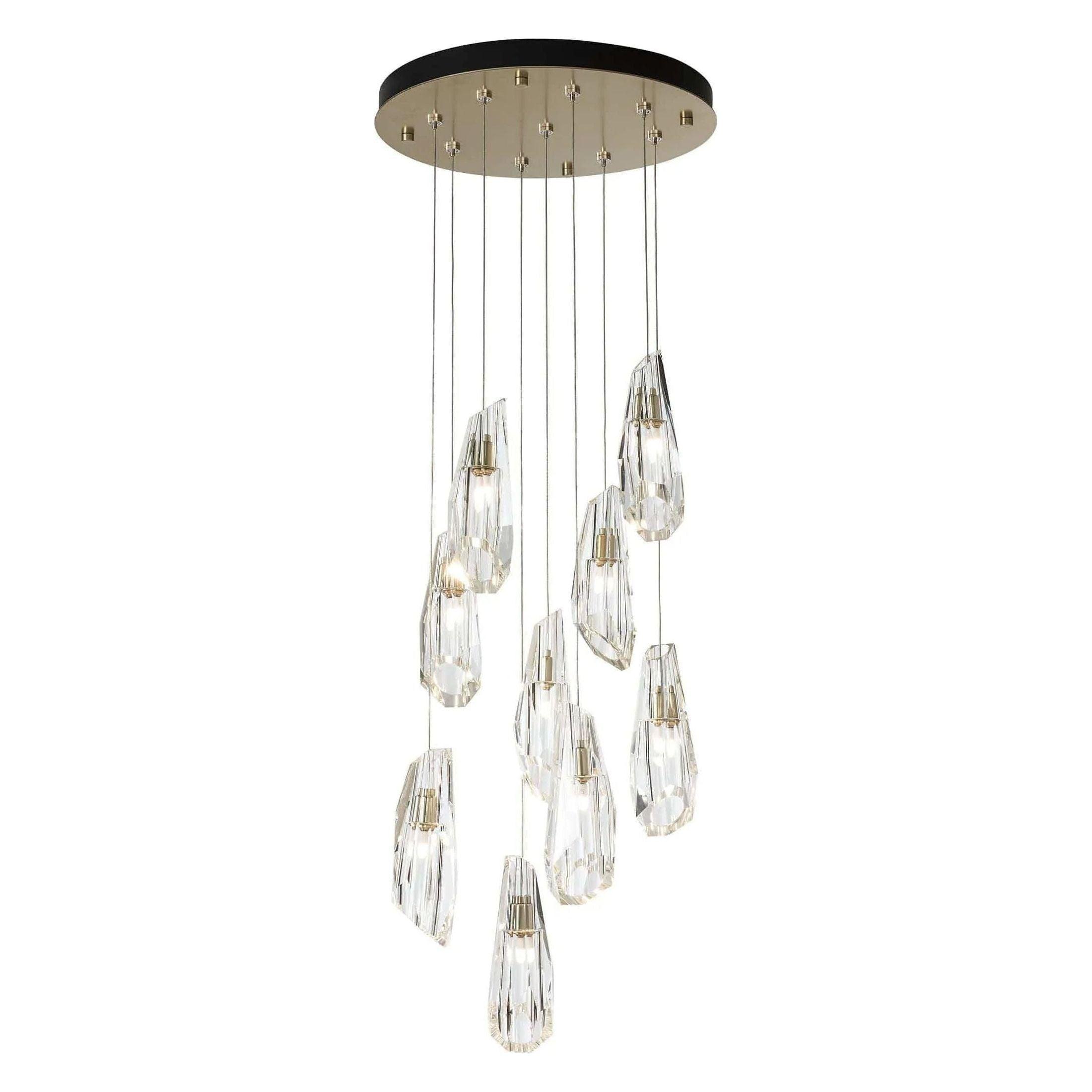 Hubbardton Forge - Luma 9-Light Large Crystal Round Pendant - 131101-SKT-LONG-10-CR - Canada Light Shop