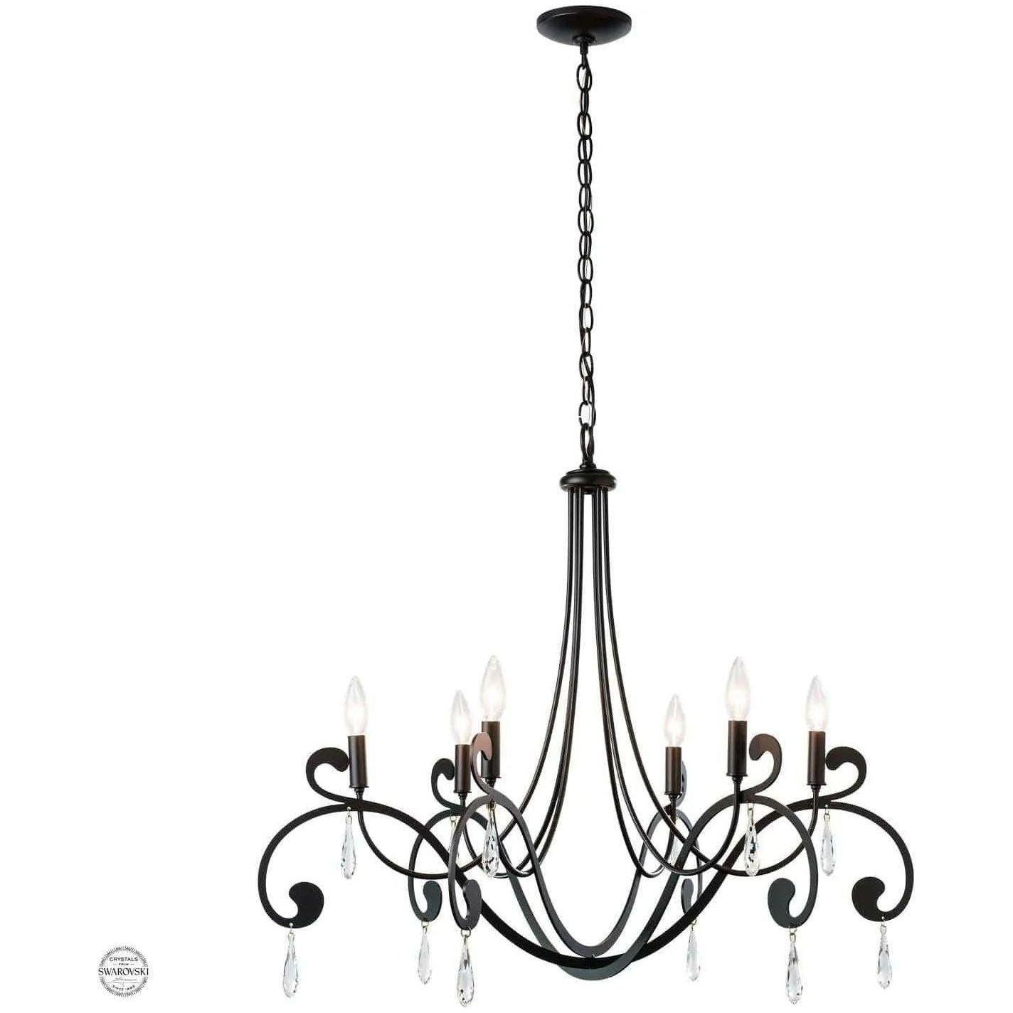 Hubbardton Forge - Stella 32-Inch Six Light Chandelier - 105057-SKT-10-CR - Canada Light Shop