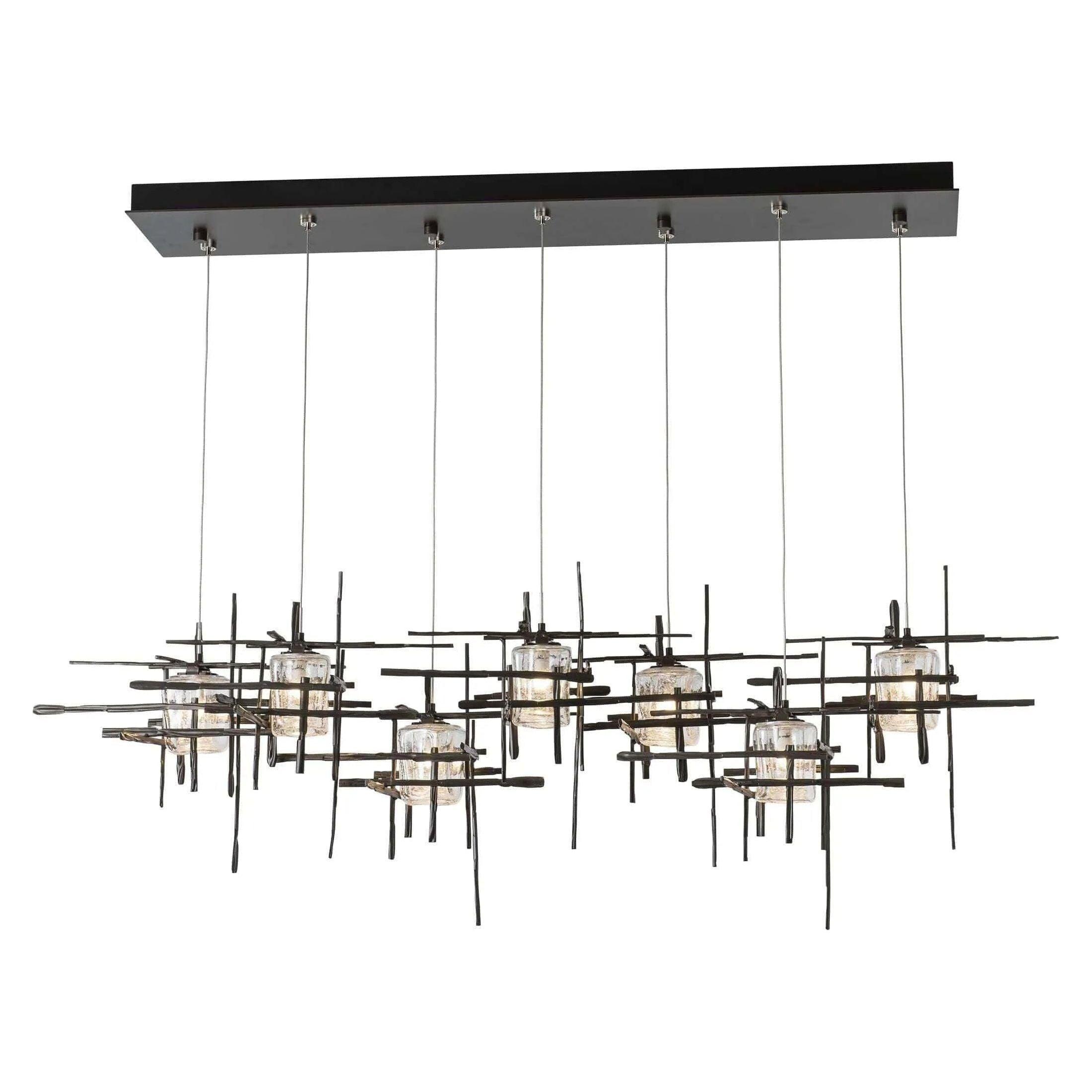 Hubbardton Forge - Tura 7-Light Seeded Glass Rectangular Pendant - 131095-SKT-STND-07-II0728 - Canada Light Shop
