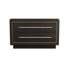 Arteriors - 6939 - Side Table - Puckett - Ebony Oak/Dove Leather/Antique Brass