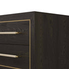 Arteriors - 6939 - Side Table - Puckett - Ebony Oak/Dove Leather/Antique Brass
