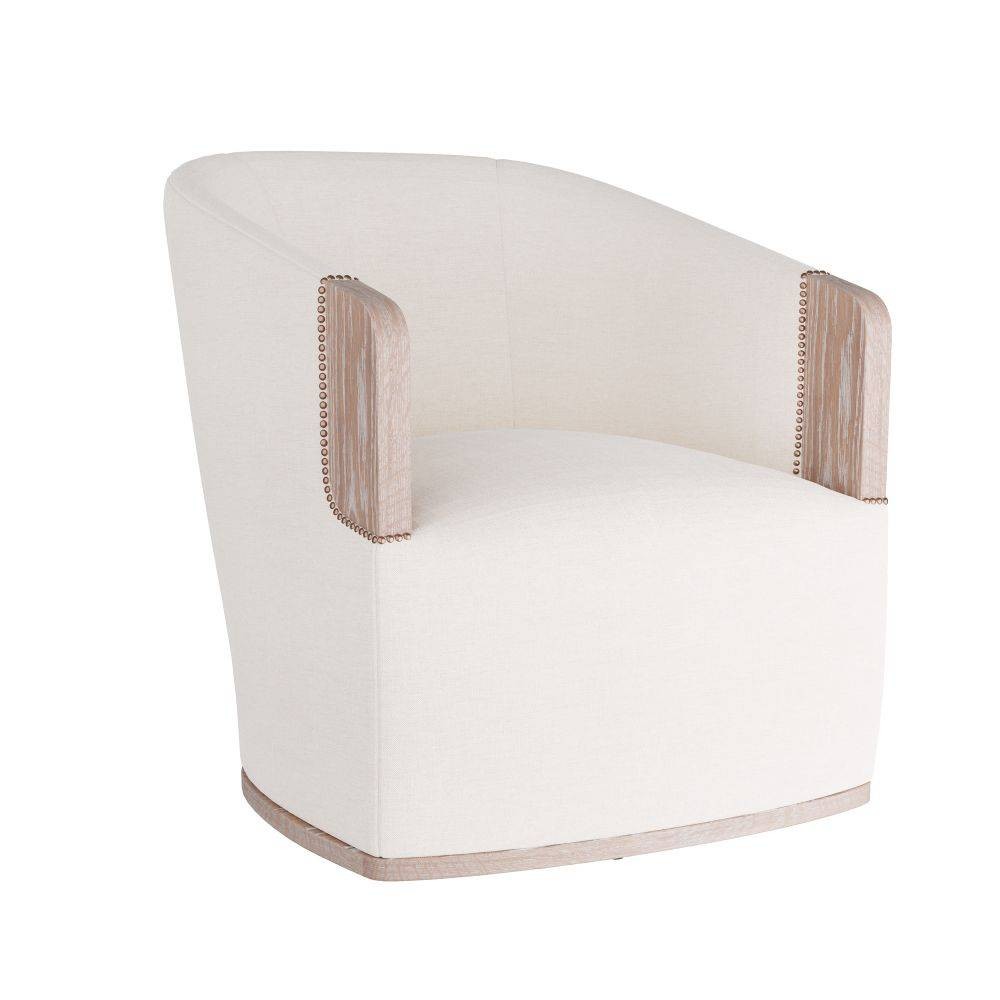 Arteriors - GDFRU01 - Lounge Chair - Reveal - Bone Linen/Cerused Oak/Antique Brass Nailheads