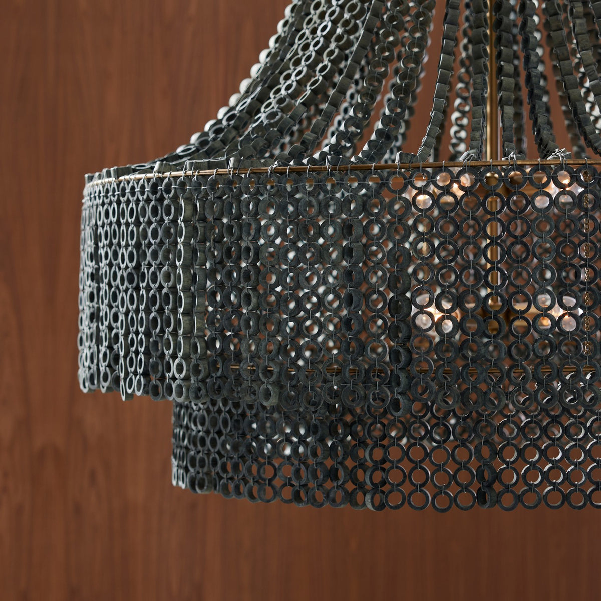 Arteriors DLS11 Hannie Chandelier in Gray Wash / Antique Brass