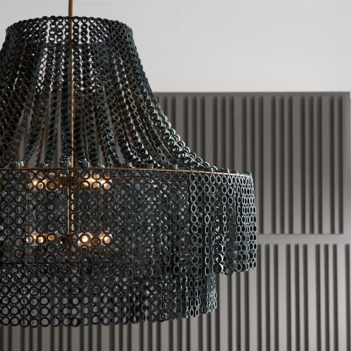 Arteriors DLS11 Hannie Chandelier in Gray Wash / Antique Brass