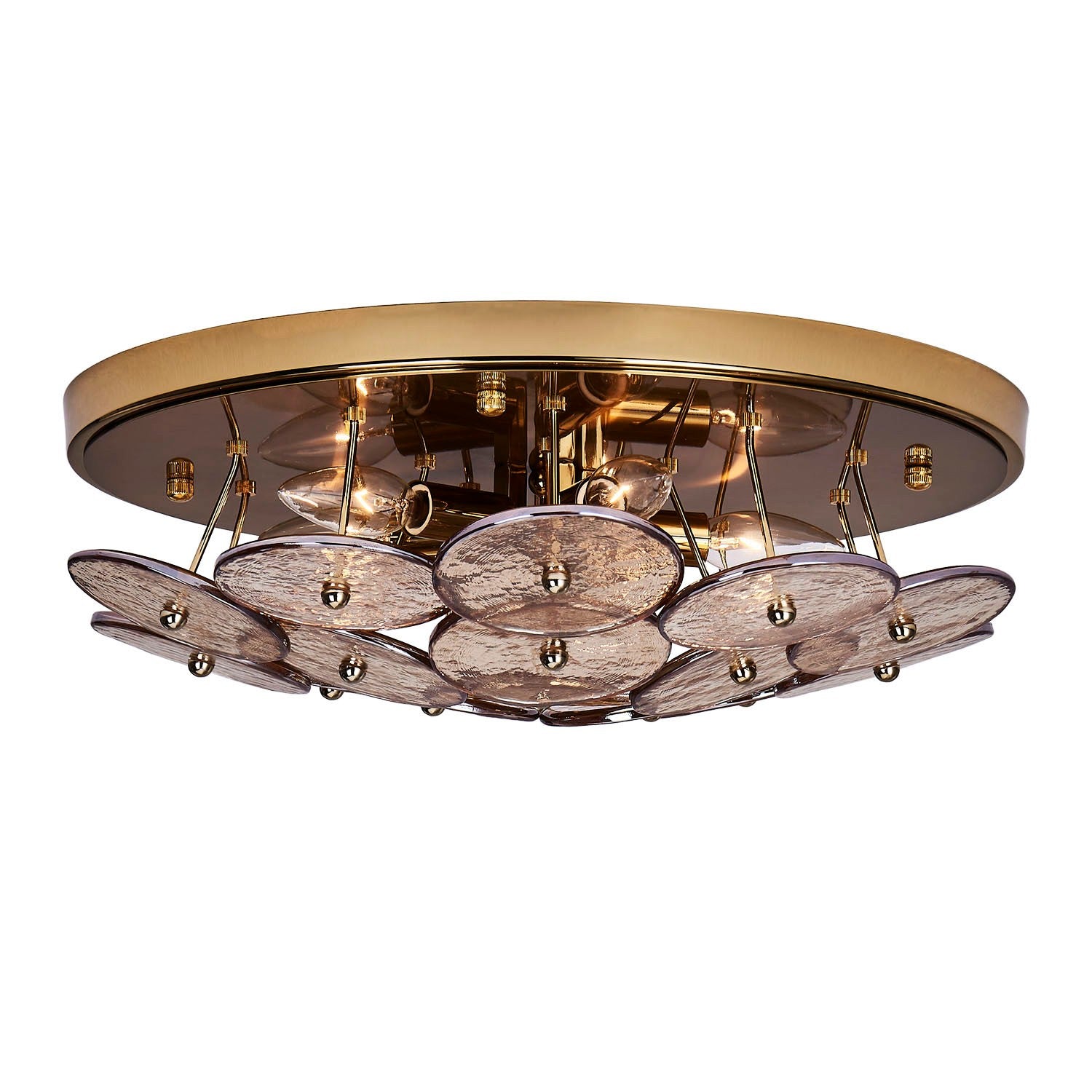 Kalco - 521545PWB - Five Light Flush Mount - HORTENSIA - Polished Winter Brass