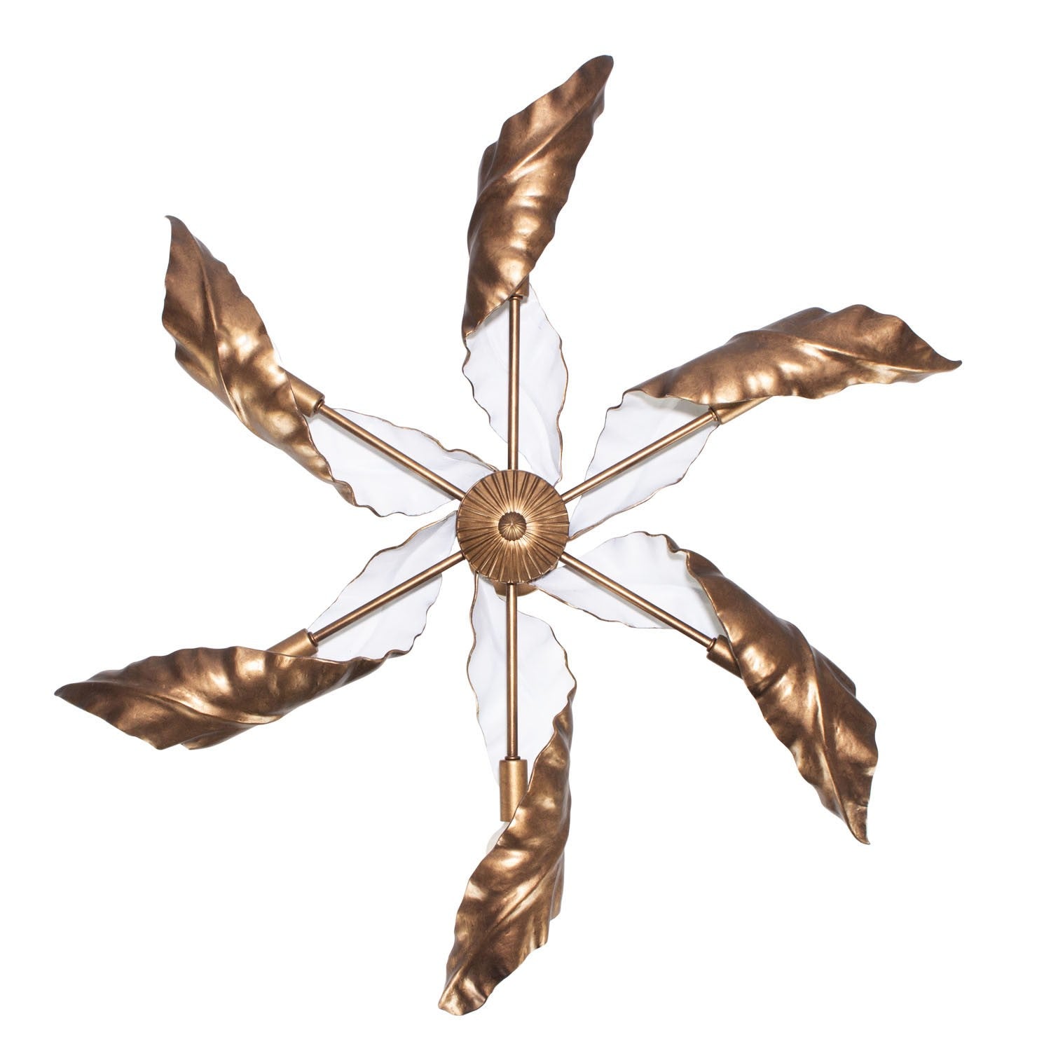 Kalco - 525556PABW - Six Light Chandelier - SPIRA - Pearlized Antique Brass W/ White