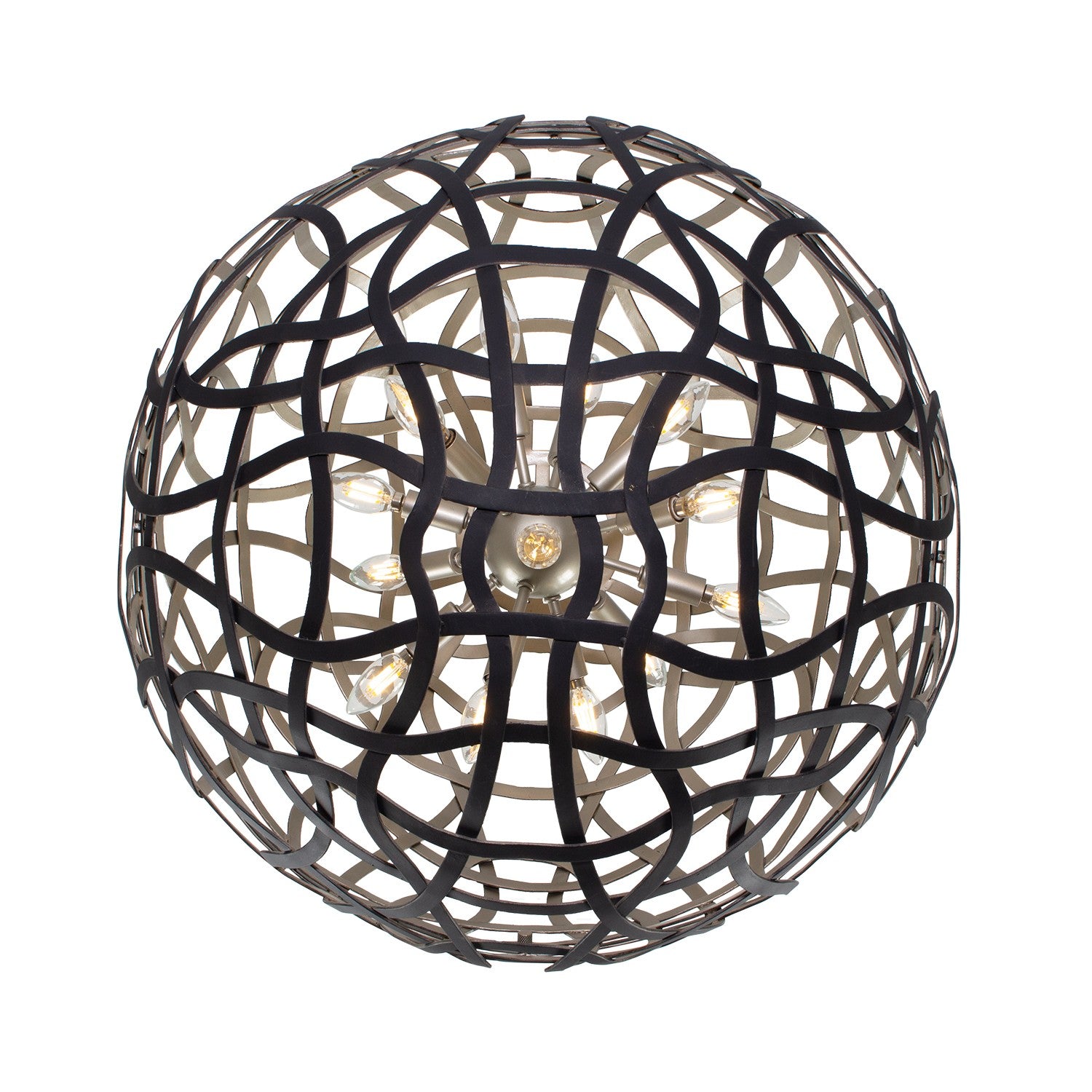 Kalco - 525855BTS - 13 Light Pendant - ENTICE - Matte Black / Tarnish Silver