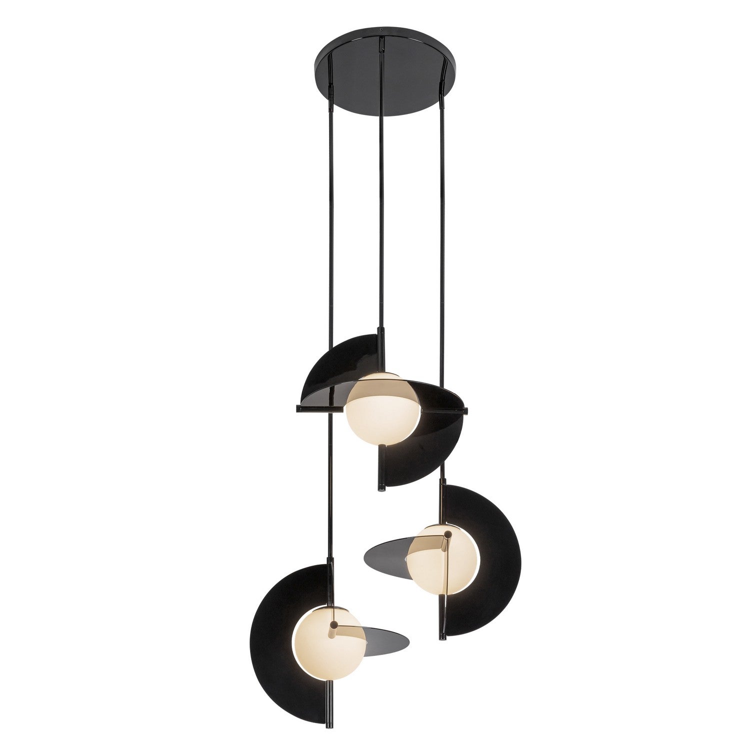 Kuzco Canada - CH65127-GBK/OP-UNV - LED Chandelier - Scorpio - Glossy Black/Opal Glass