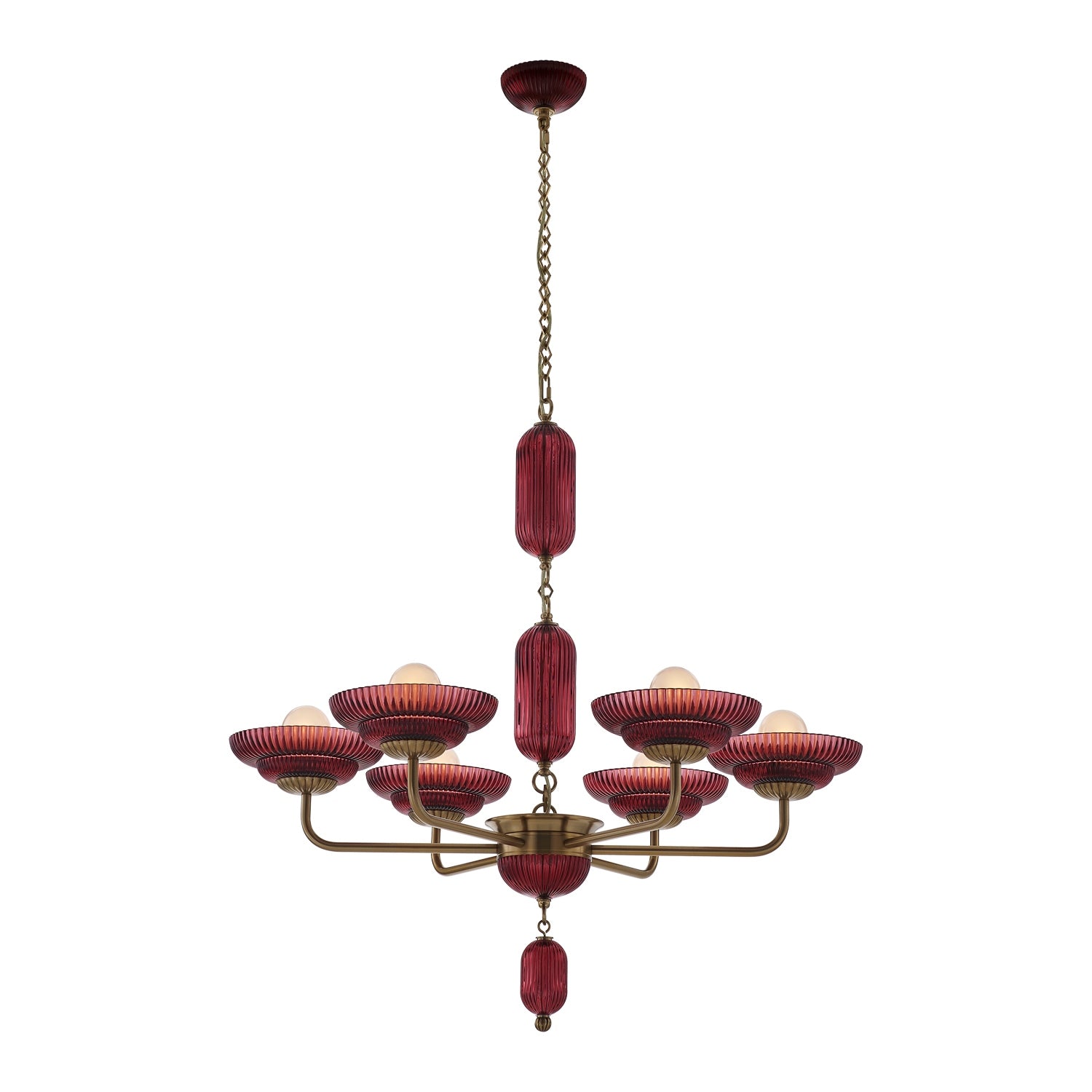 Kalco - 519671STB/MGNT - Six Light Chandelier - Verde - Satin Brass