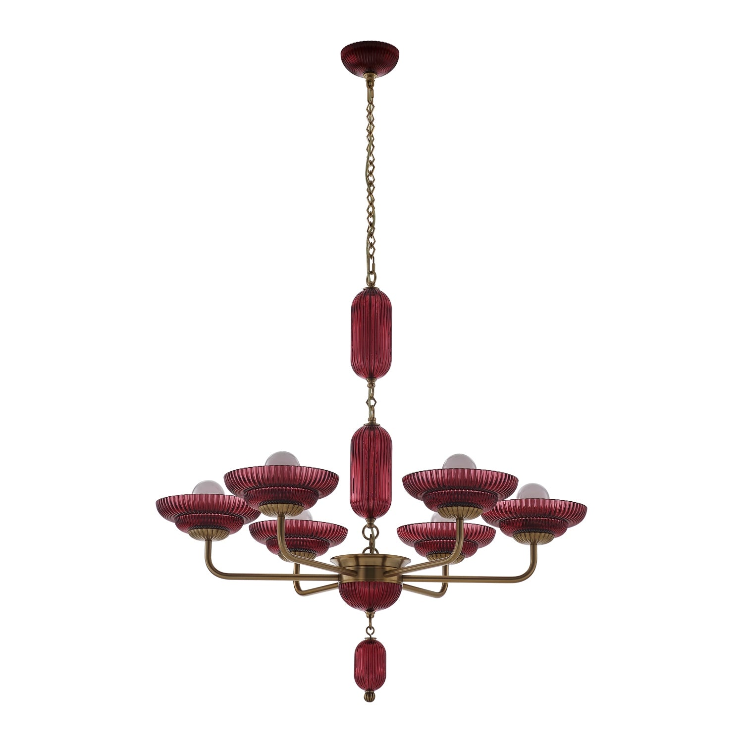 Kalco - 519671STB/MGNT - Six Light Chandelier - Verde - Satin Brass