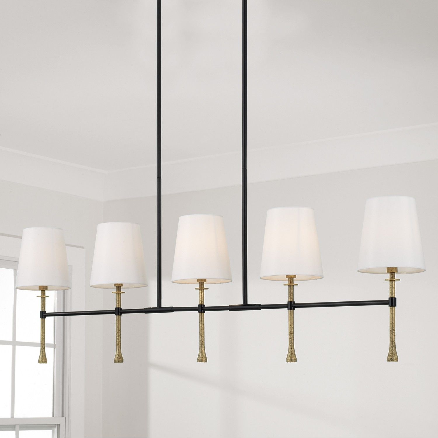 Capital Lighting - 860751MBG-717 - Five Light Island Pendant - Hollis - Matte Black with Hammered Gold