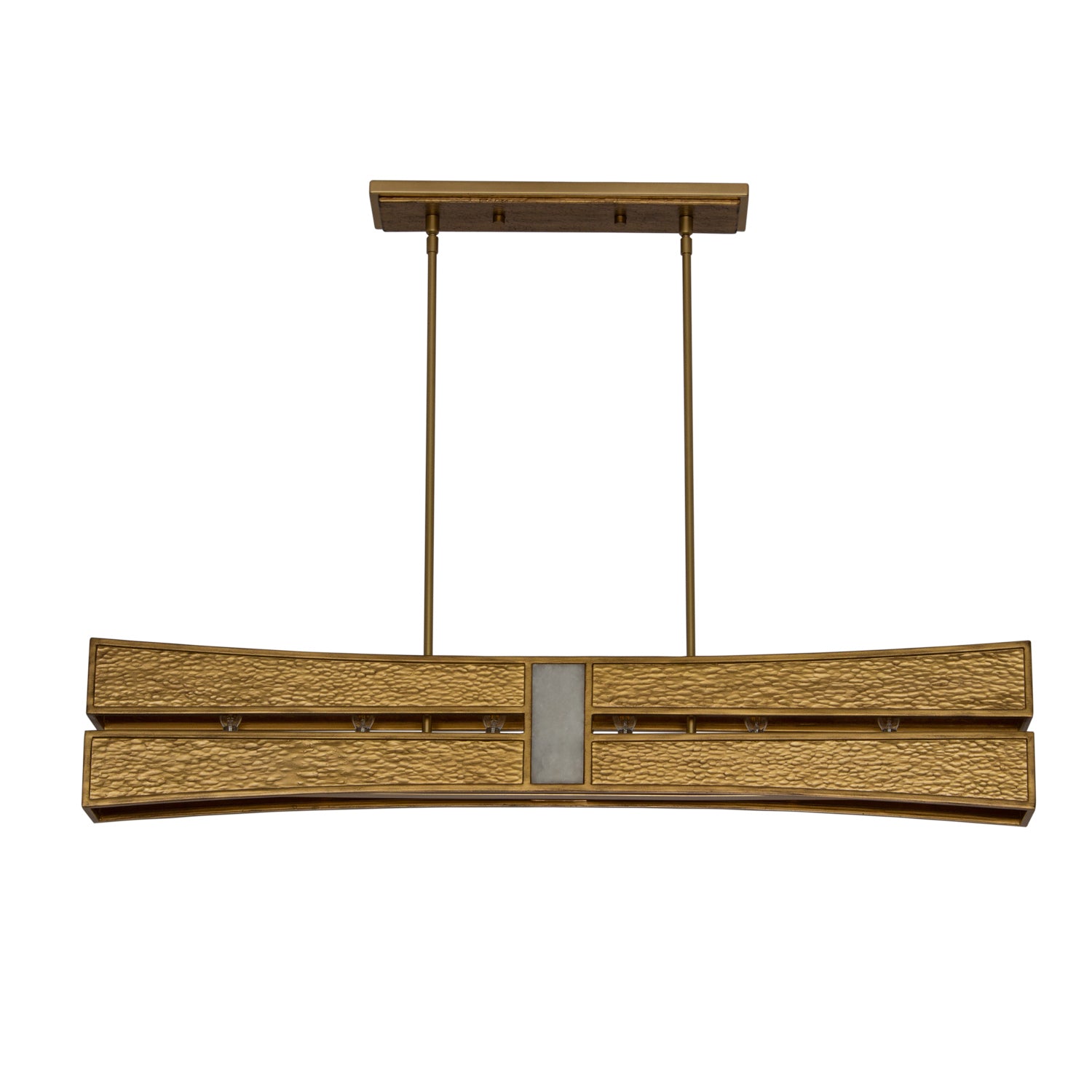 Kalco - 528461RBG - Six Light Linear Pendant - Dos - Rustic Gold and Brushed Gold