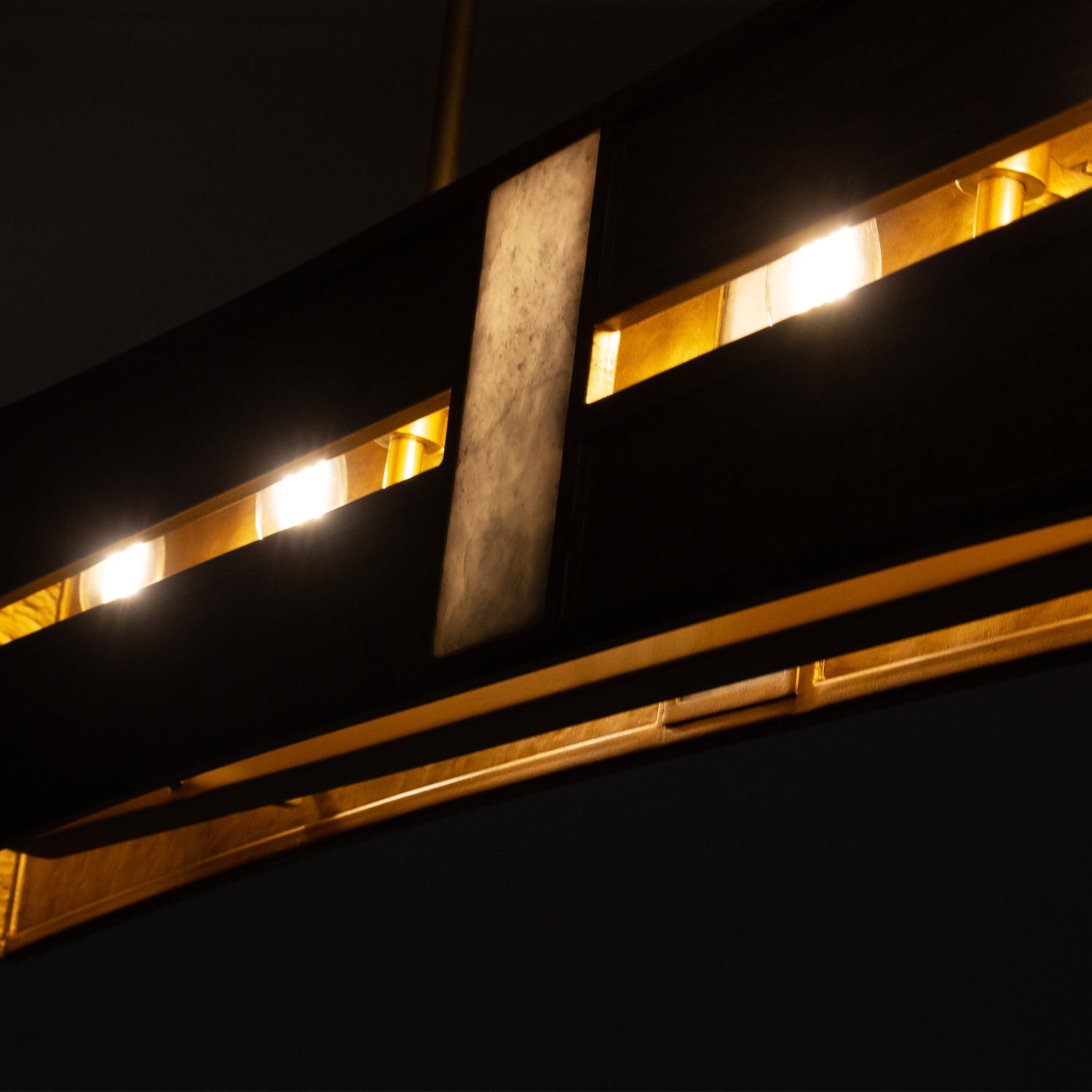 Kalco - 528461RBG - Six Light Linear Pendant - Dos - Rustic Gold and Brushed Gold