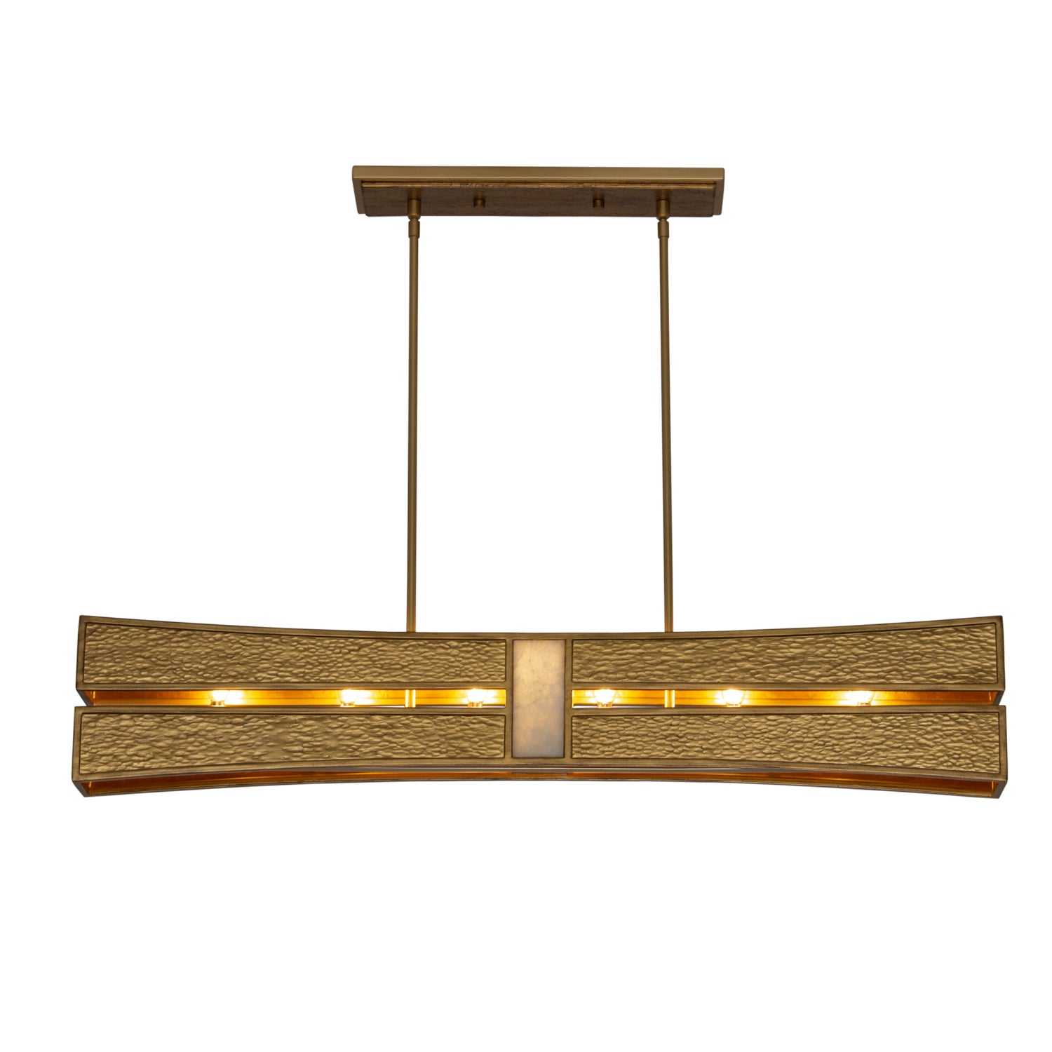 Kalco - 528461RBG - Six Light Linear Pendant - Dos - Rustic Gold and Brushed Gold