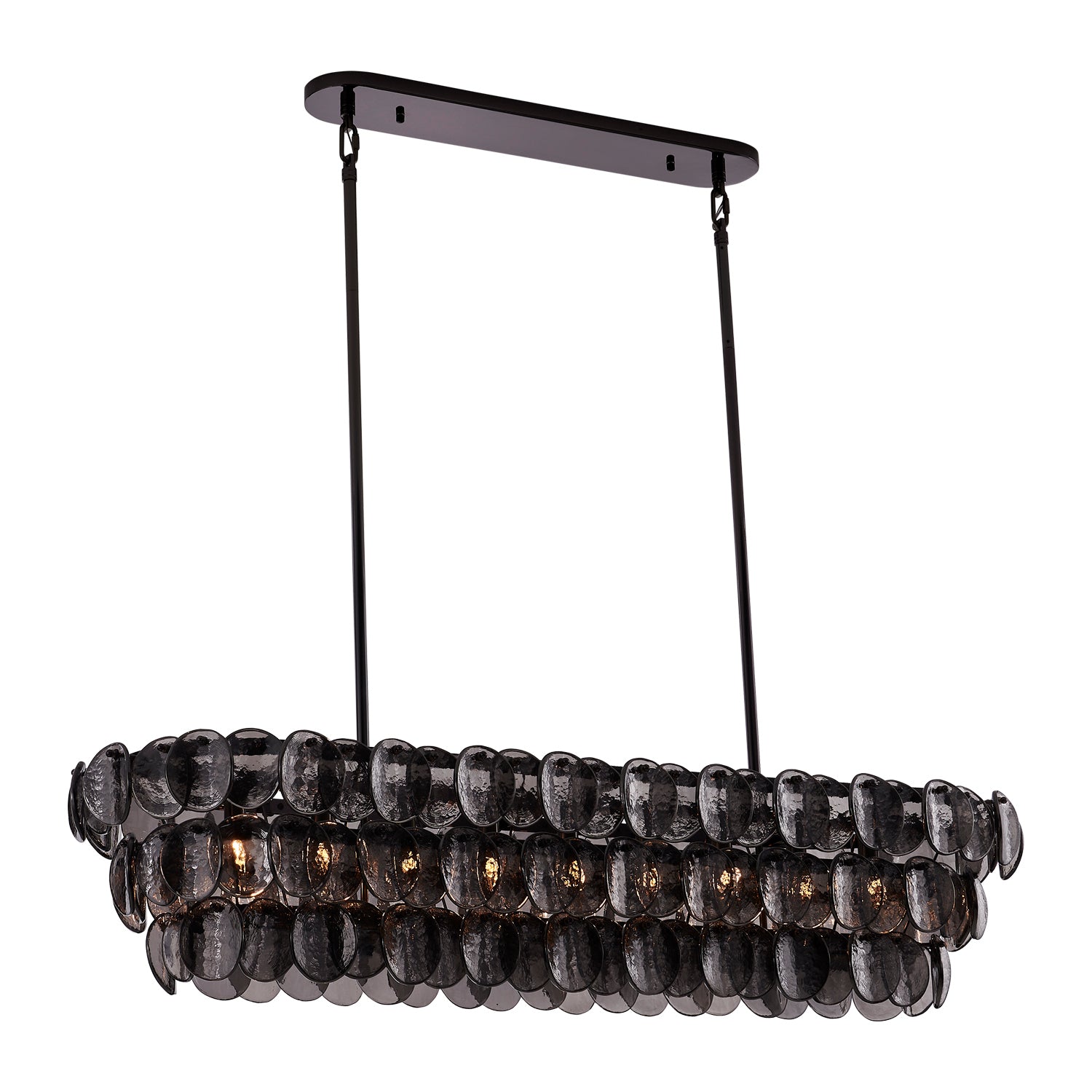 Kalco - 524661BN - Nine Light Linear Pendant - Uroko - Black Nickel