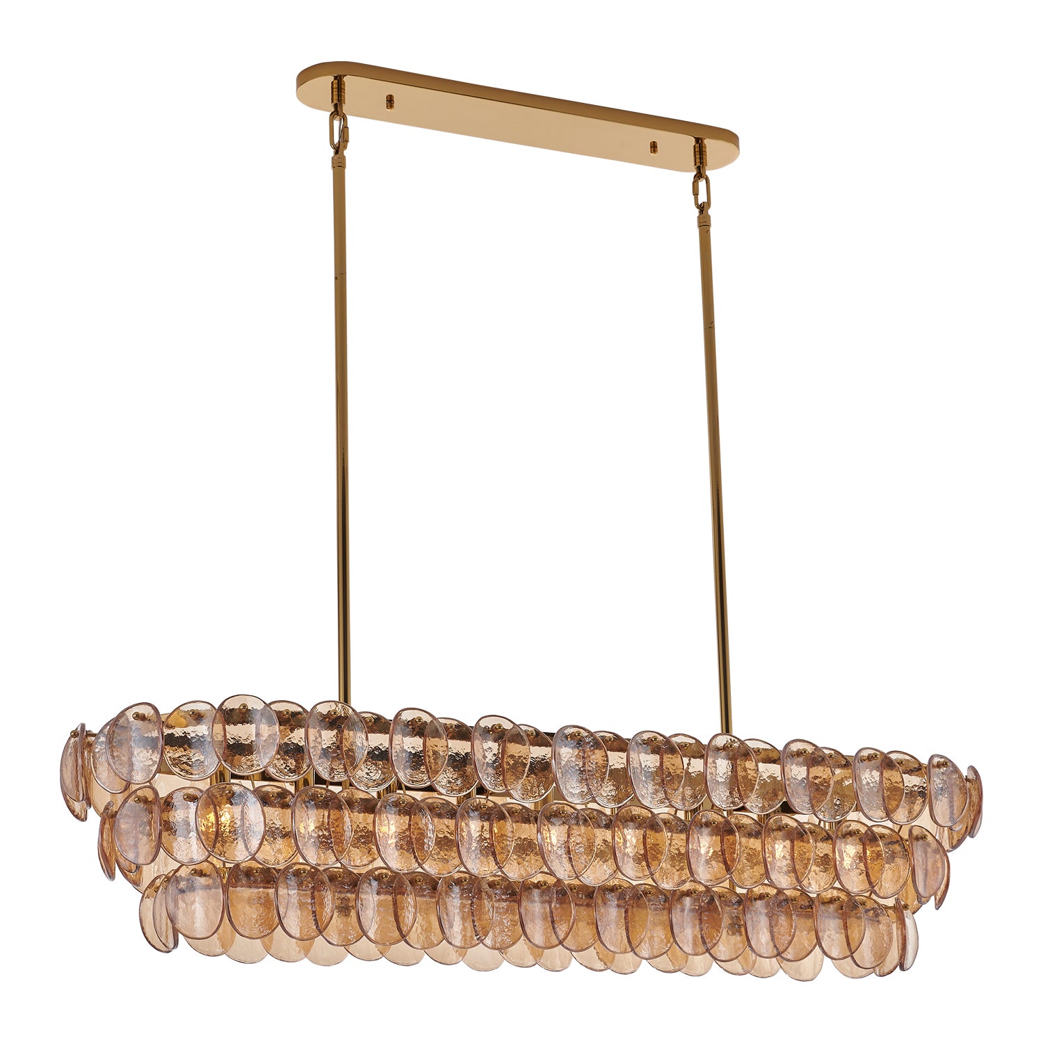 Kalco - 524661PWB - Nine Light Linear Pendant - Uroko - Polished Winter Brass