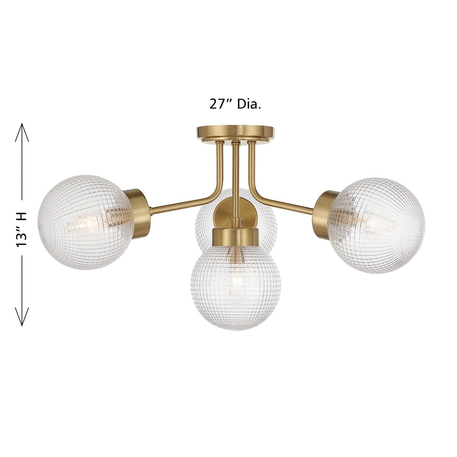 Savoy House - 6-3364-4-322 - Four Light Semi-Flush Mount - Coral - Warm Brass