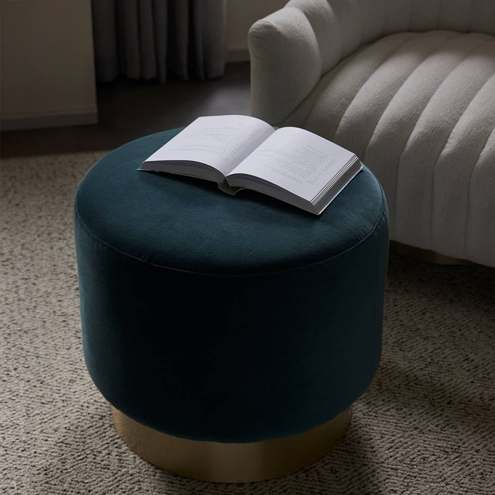 Arteriors FOU04 Avalon Ottoman in Aegean / Champagne